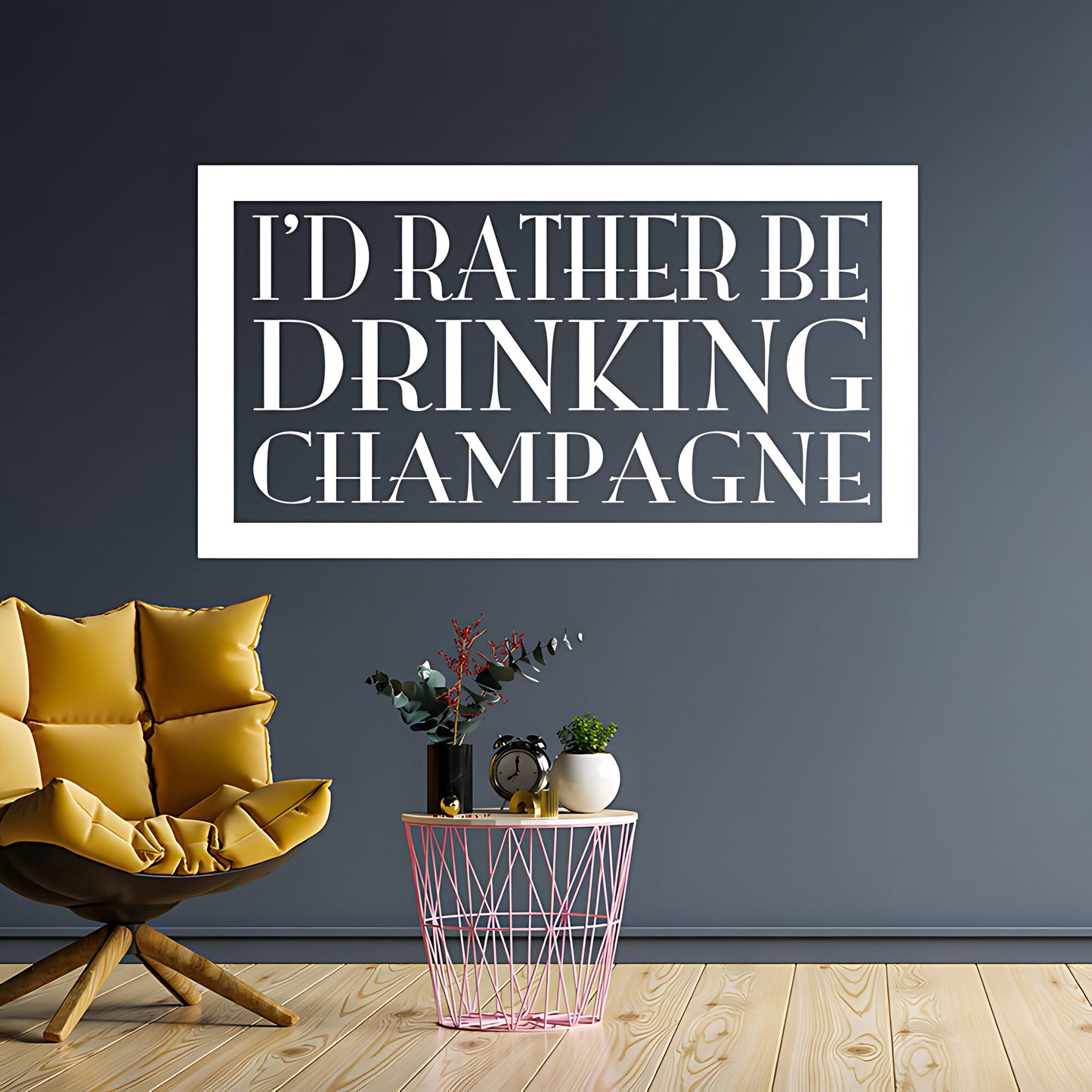 Kitchen Wall Sticker - Rather Be Drinking Champagne Quote Art