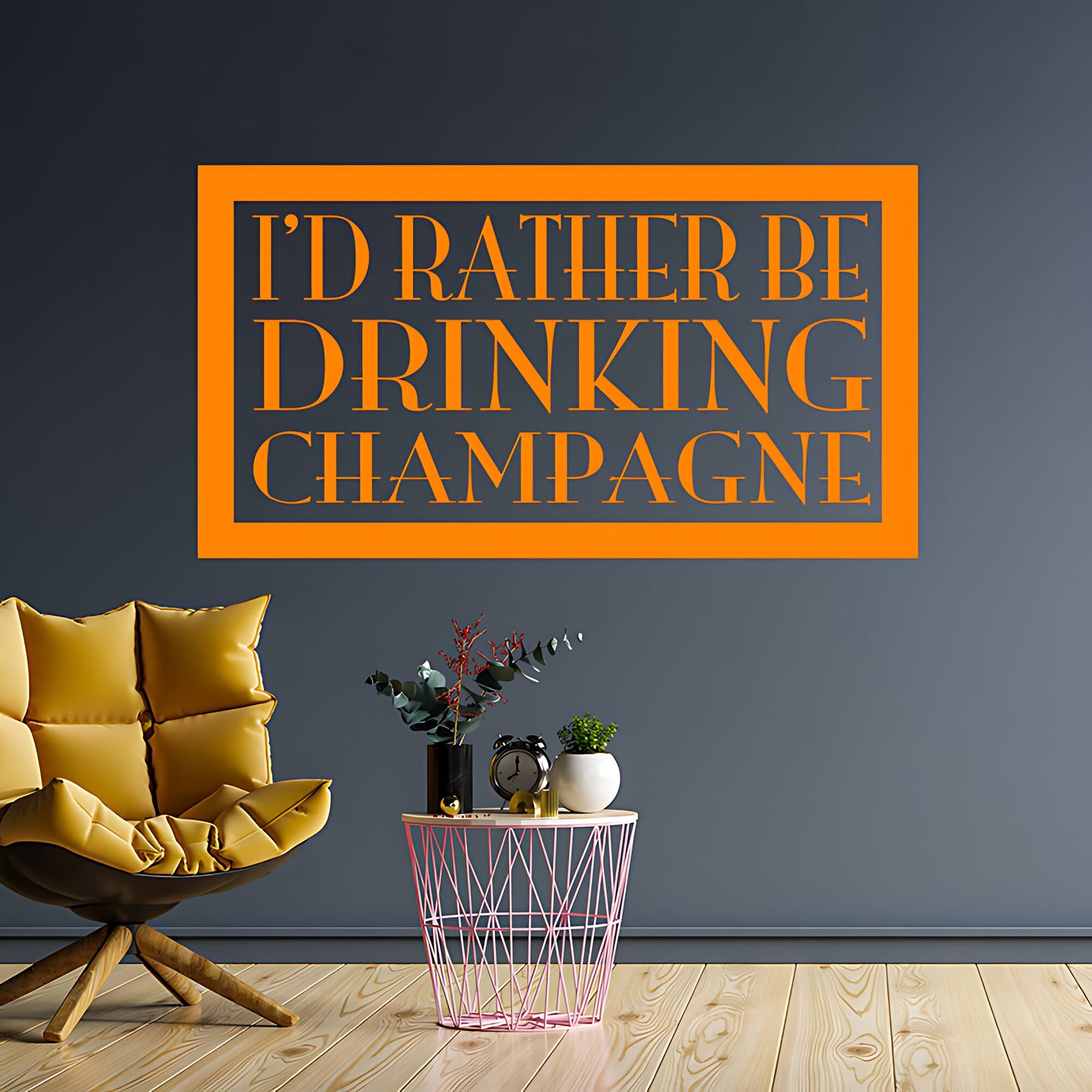 Kitchen Wall Sticker - Rather Be Drinking Champagne Quote Art