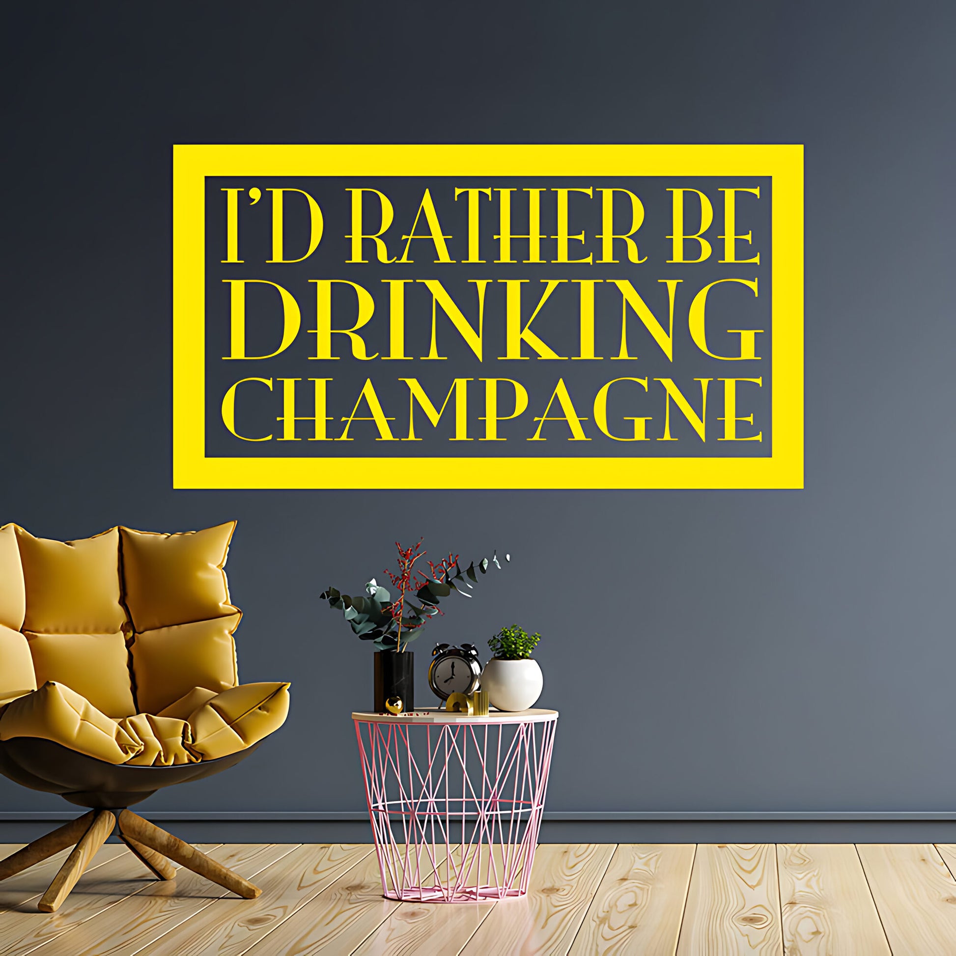 Kitchen Wall Sticker - Rather Be Drinking Champagne Quote Art
