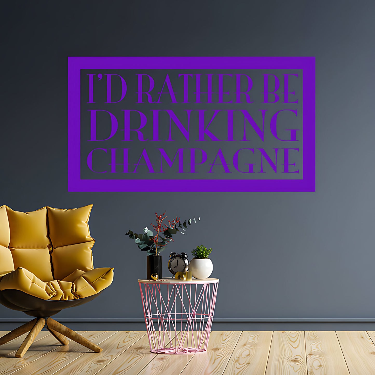 Kitchen Wall Sticker - Rather Be Drinking Champagne Quote Art