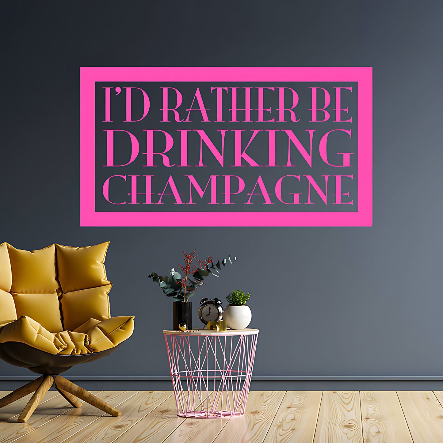 Kitchen Wall Sticker - Rather Be Drinking Champagne Quote Art