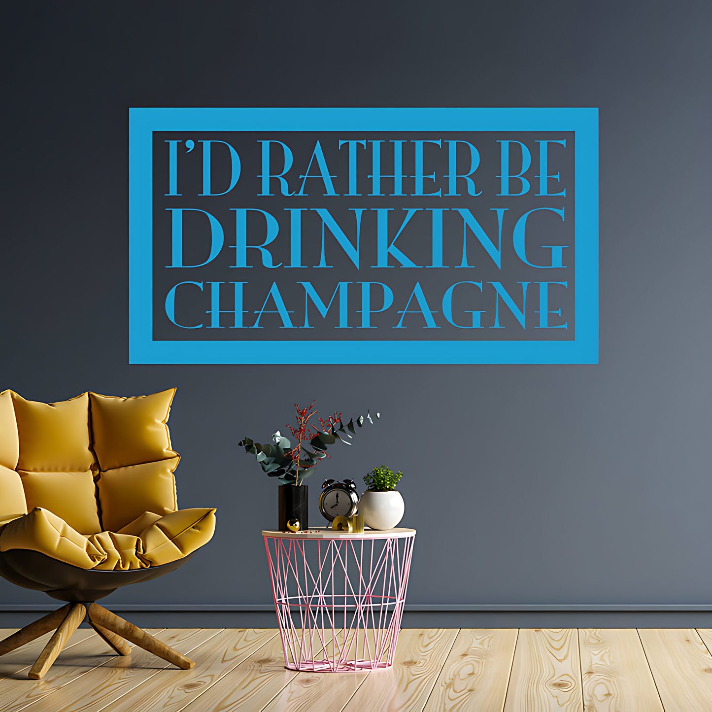 Kitchen Wall Sticker - Rather Be Drinking Champagne Quote Art