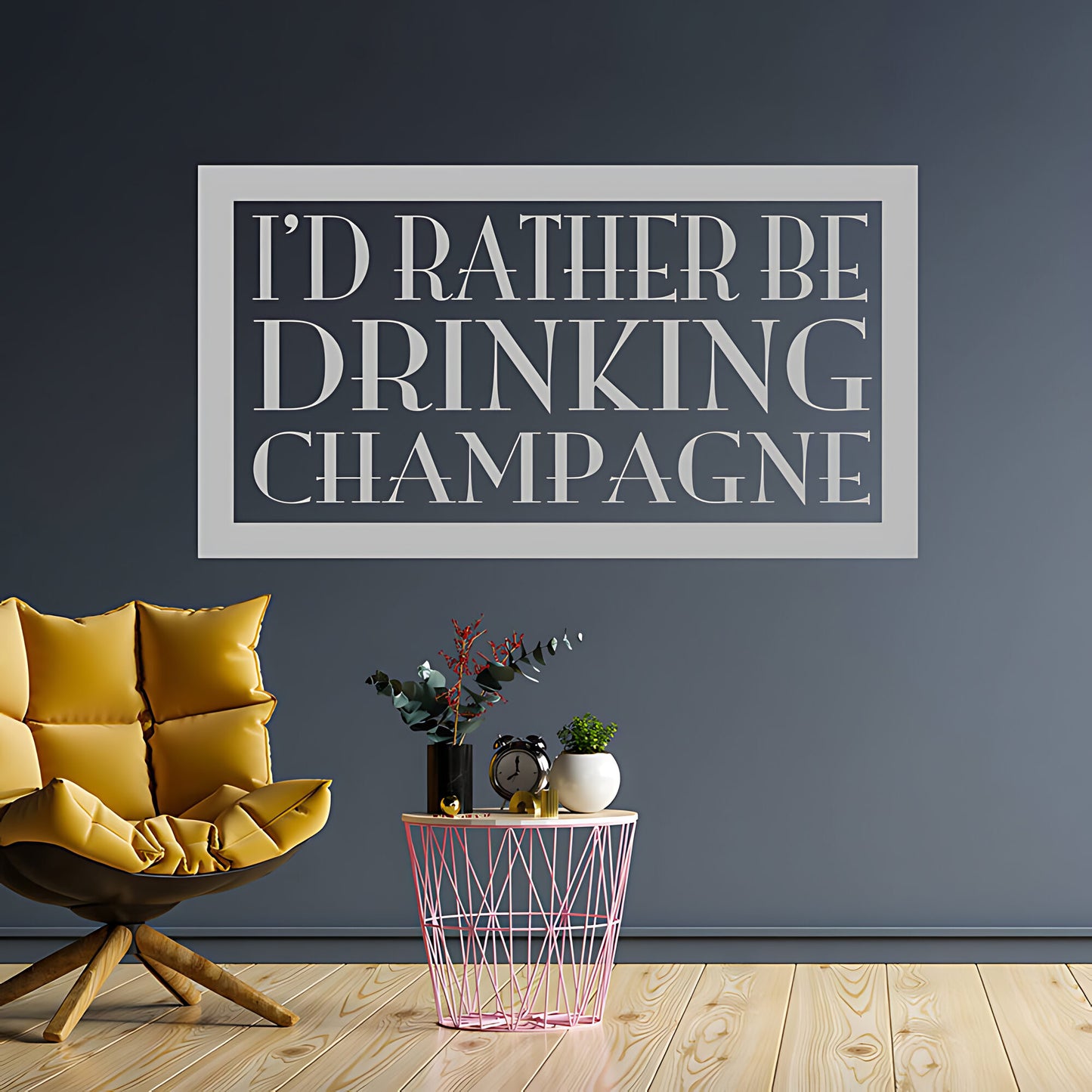 Kitchen Wall Sticker - Rather Be Drinking Champagne Quote Art