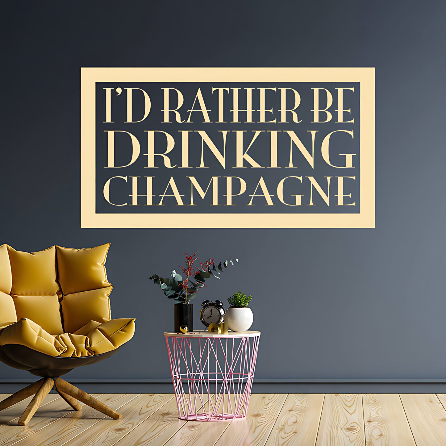 Kitchen Wall Sticker - Rather Be Drinking Champagne Quote Art