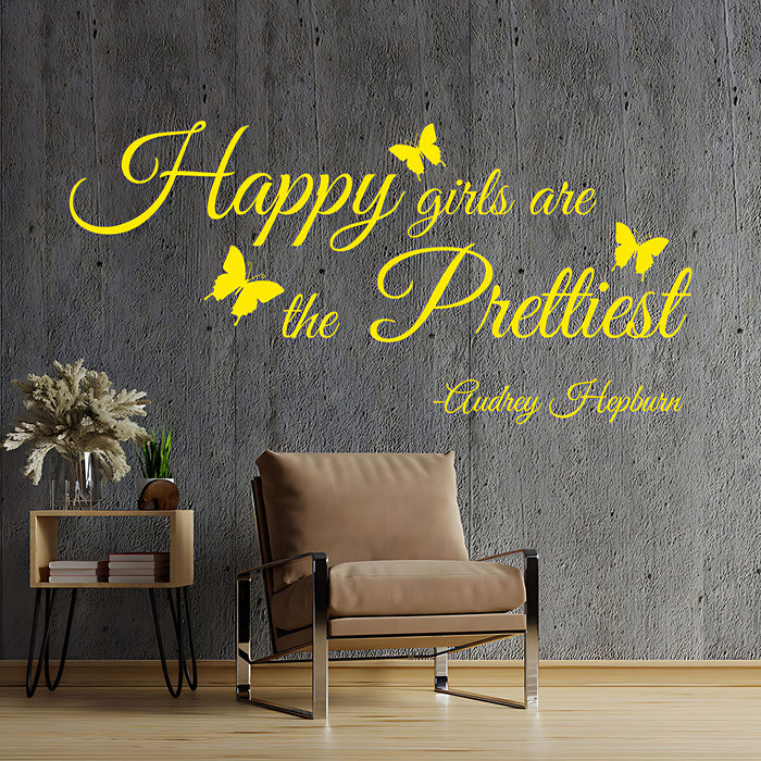 Happy Girls Are the Prettiest Audrey Hepburn Quote Wall Sticker