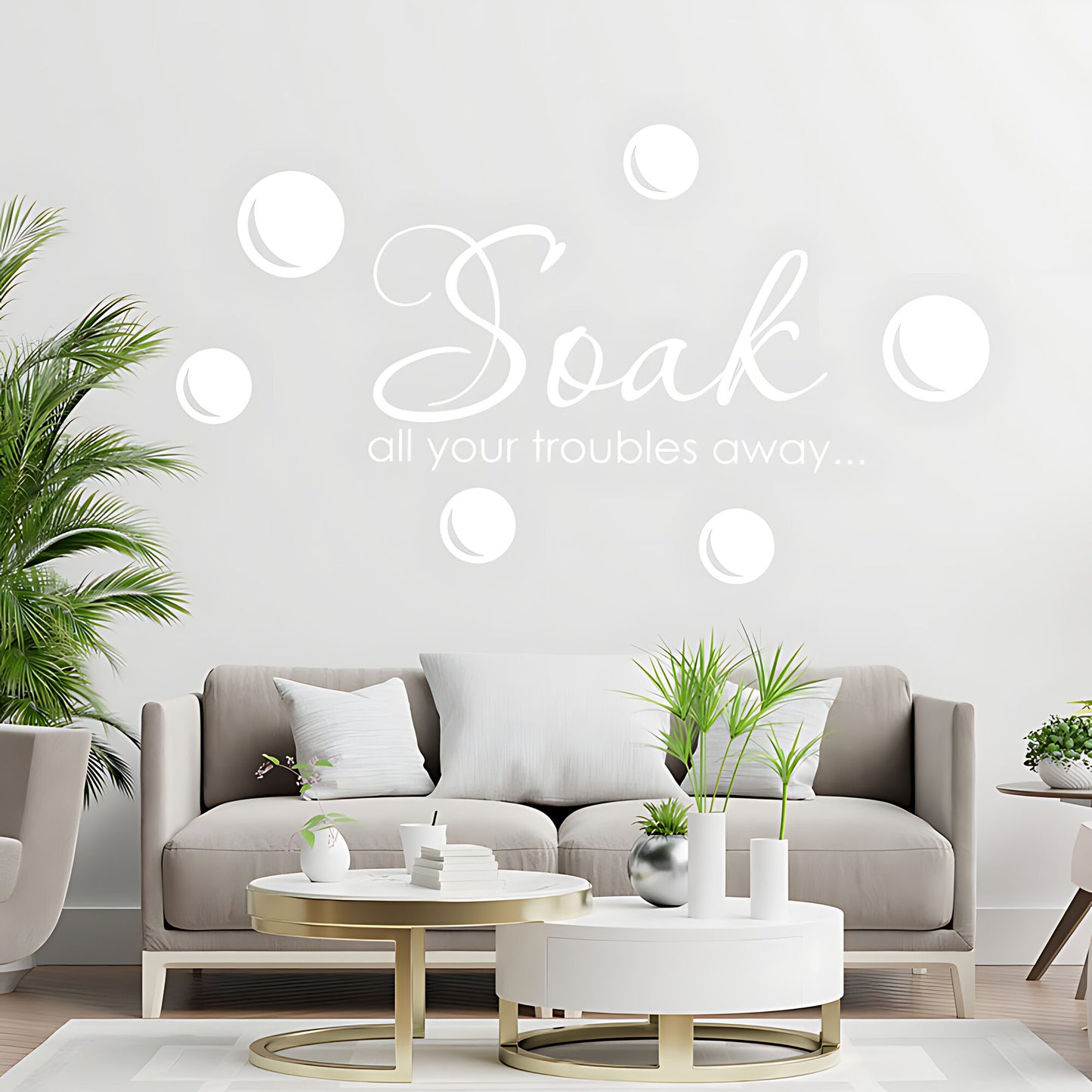Soak Your Troubles Away Bathroom Wall Sticker Quote Art Decal