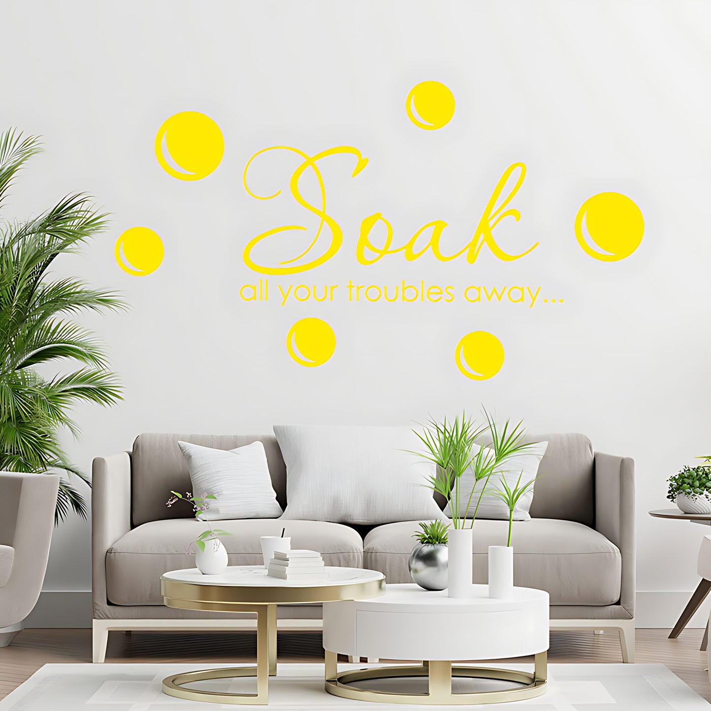 Soak Your Troubles Away Bathroom Wall Sticker Quote Art Decal