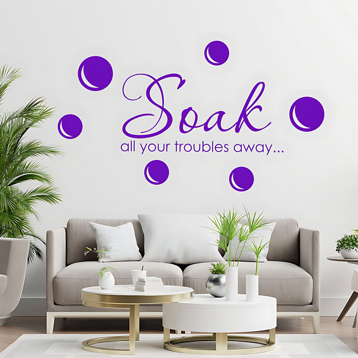 Soak Your Troubles Away Bathroom Wall Sticker Quote Art Decal