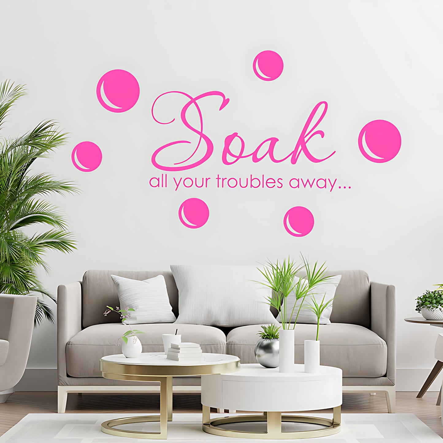 Soak Your Troubles Away Bathroom Wall Sticker Quote Art Decal