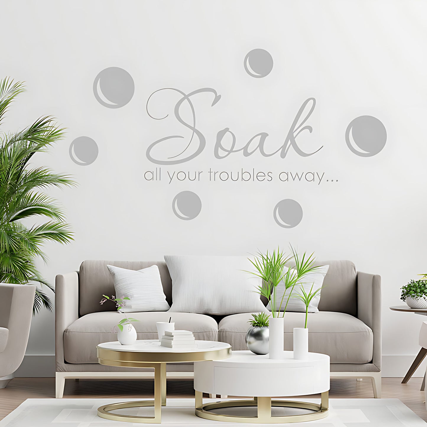 Soak Your Troubles Away Bathroom Wall Sticker Quote Art Decal