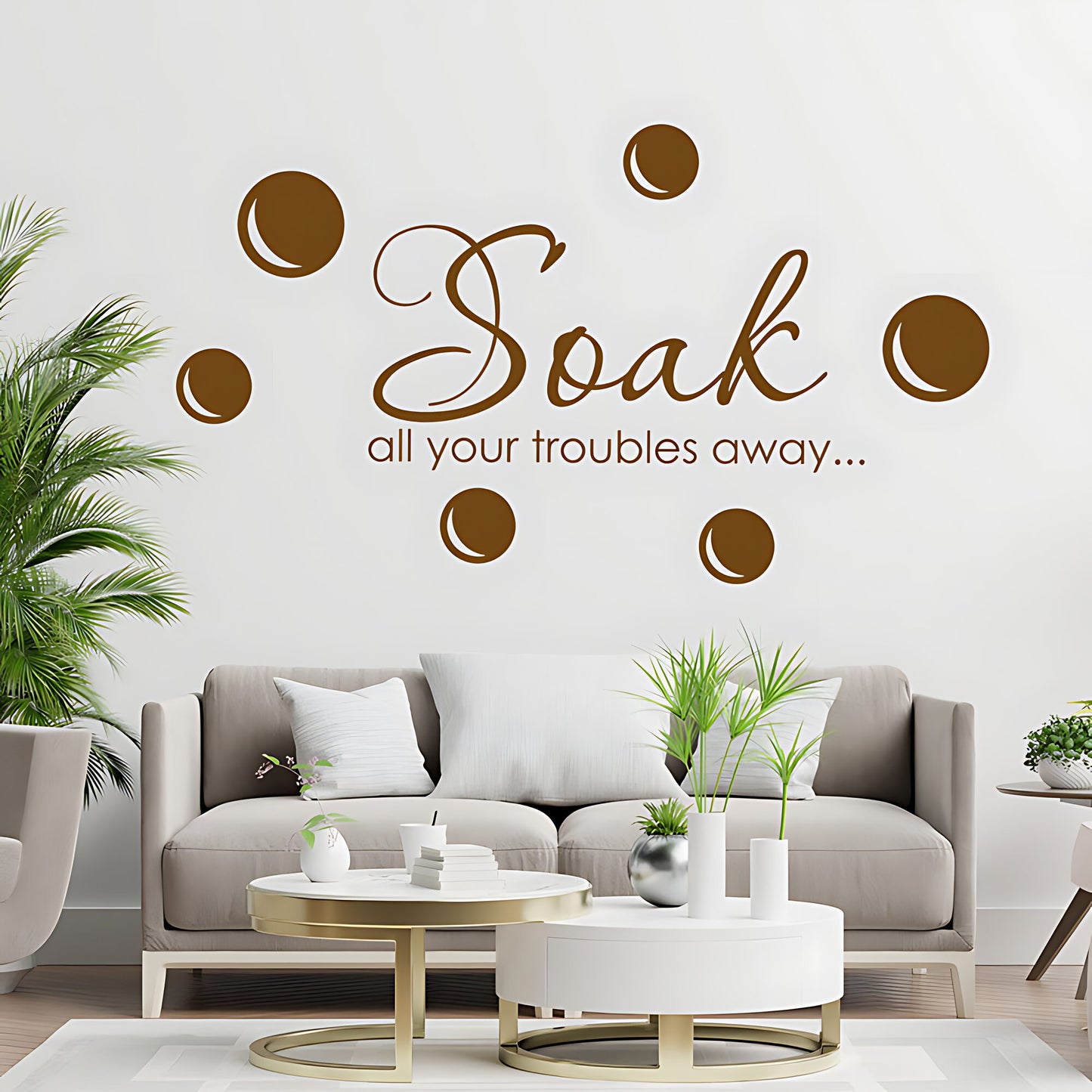 Soak Your Troubles Away Bathroom Wall Sticker Quote Art Decal
