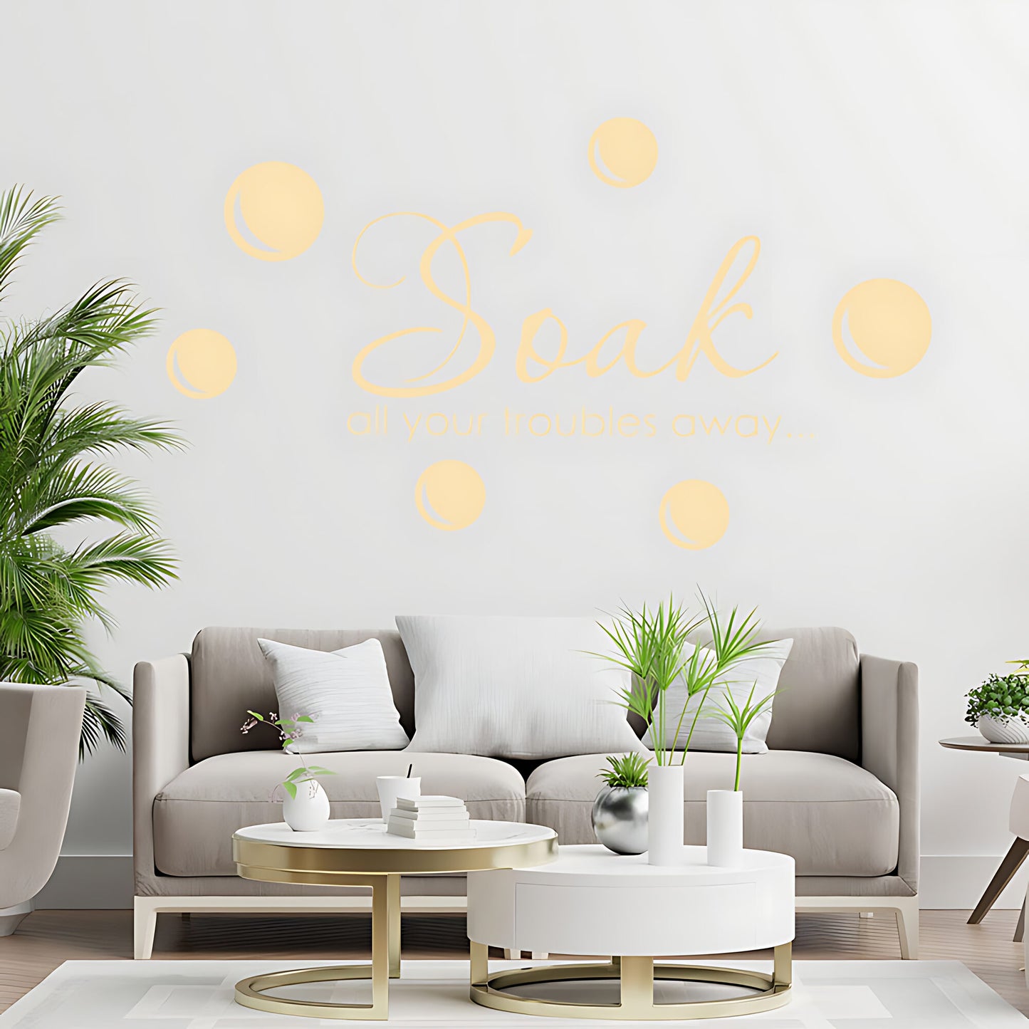 Soak Your Troubles Away Bathroom Wall Sticker Quote Art Decal