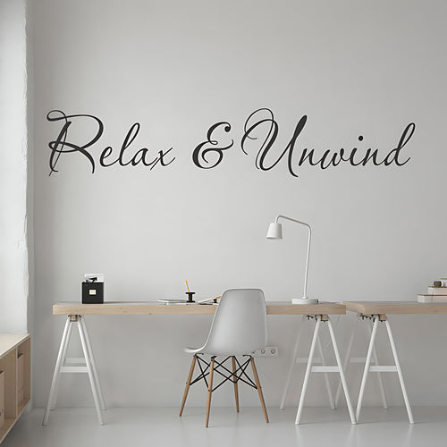 Relax and Unwind Bathroom Wall Sticker Vinyl Art Decal Quote