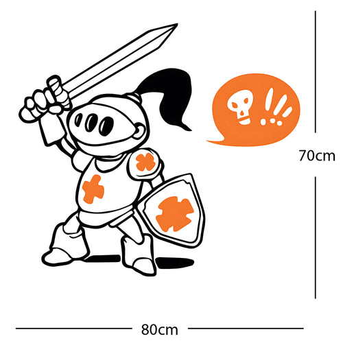 Brave Knight Wall Sticker – Cartoon Sword and Shield Kids Bedroom Decal