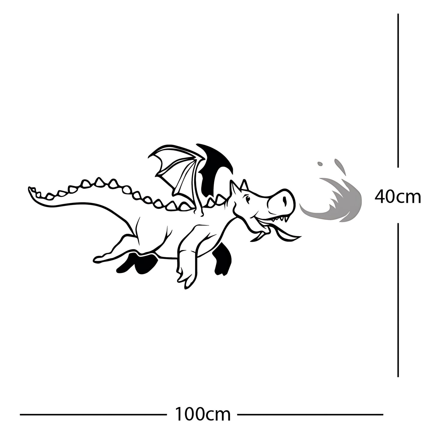Dragon with Flames Wall Sticker – Fantasy Kids Bedroom Decal