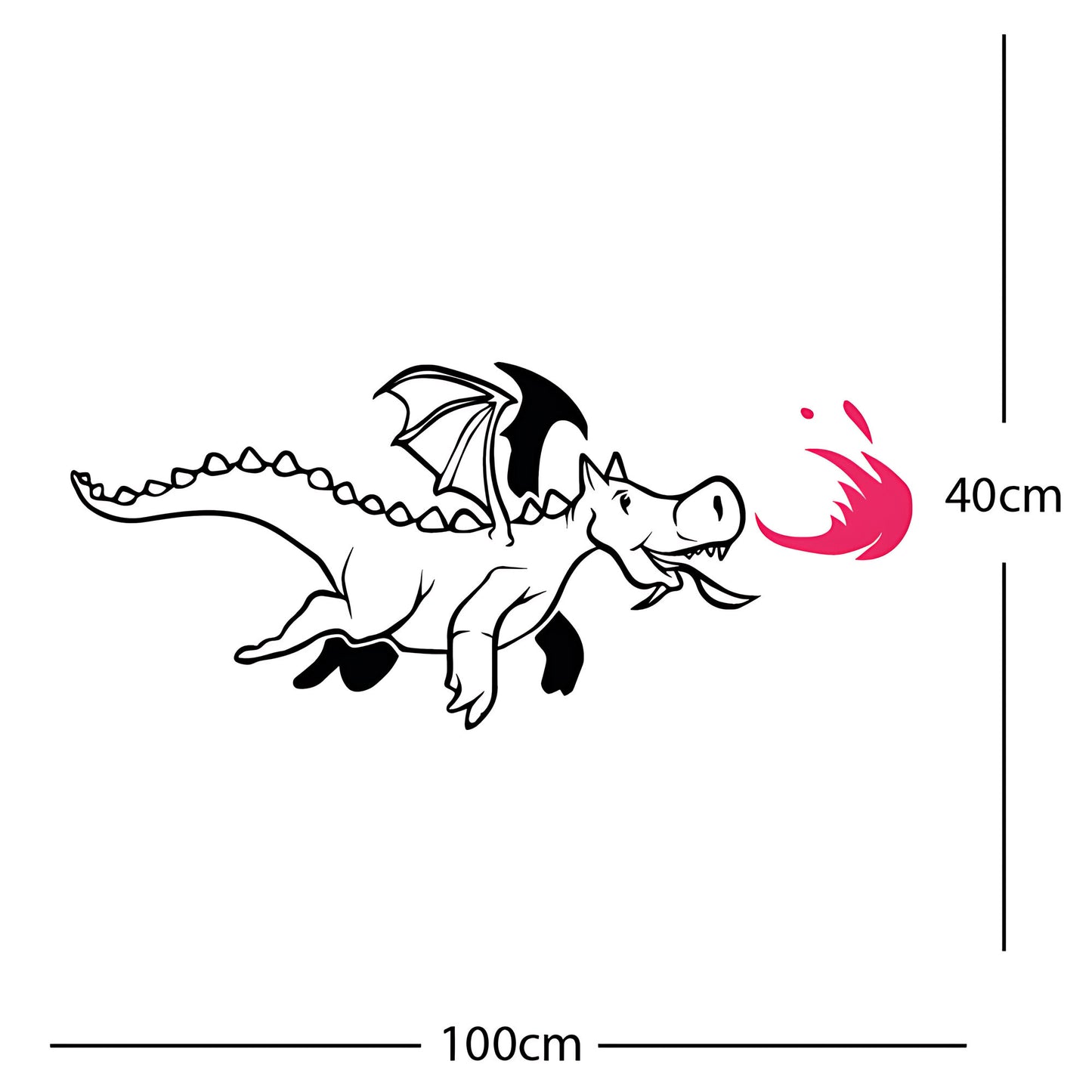 Dragon with Flames Wall Sticker – Fantasy Kids Bedroom Decal