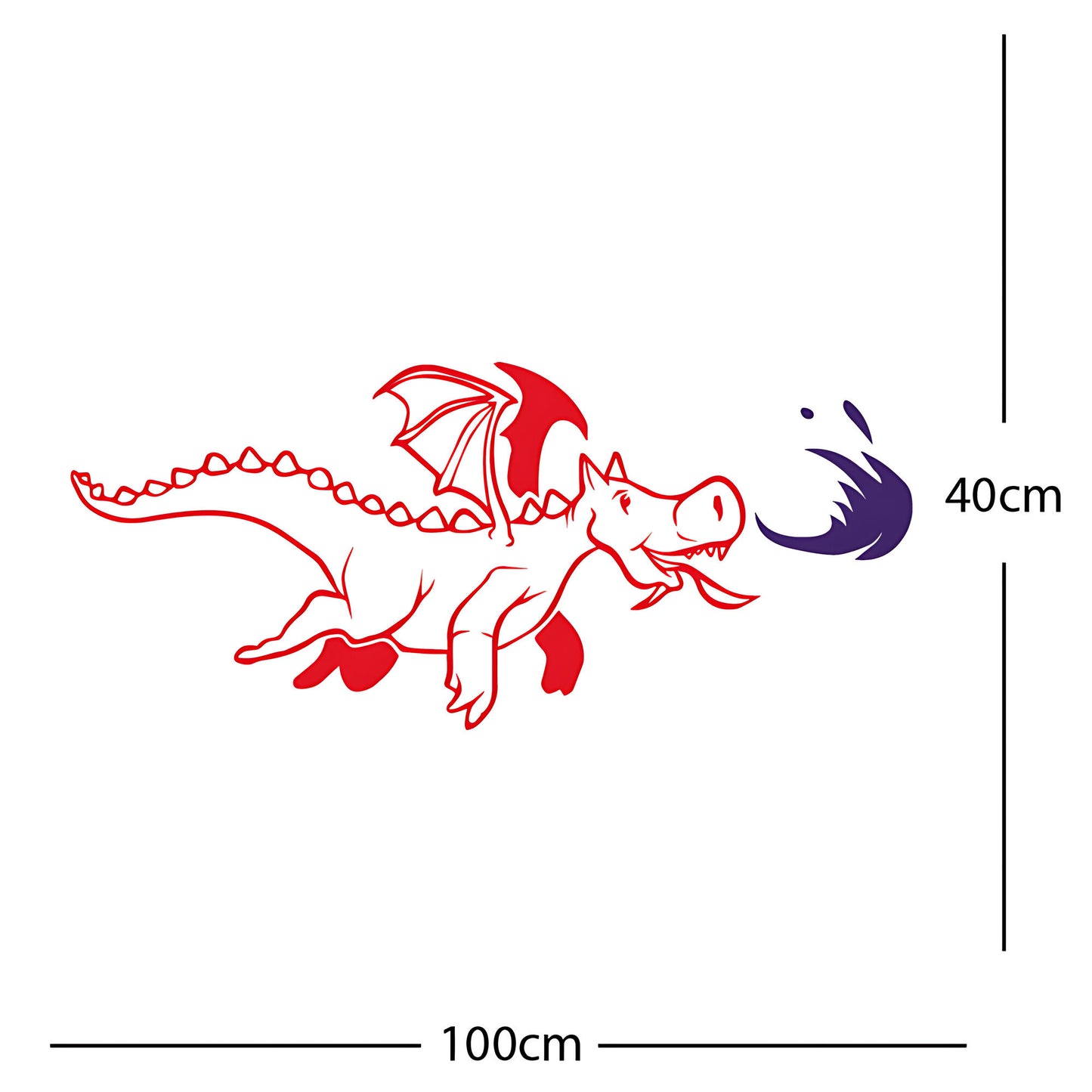 Dragon with Flames Wall Sticker – Fantasy Kids Bedroom Decal