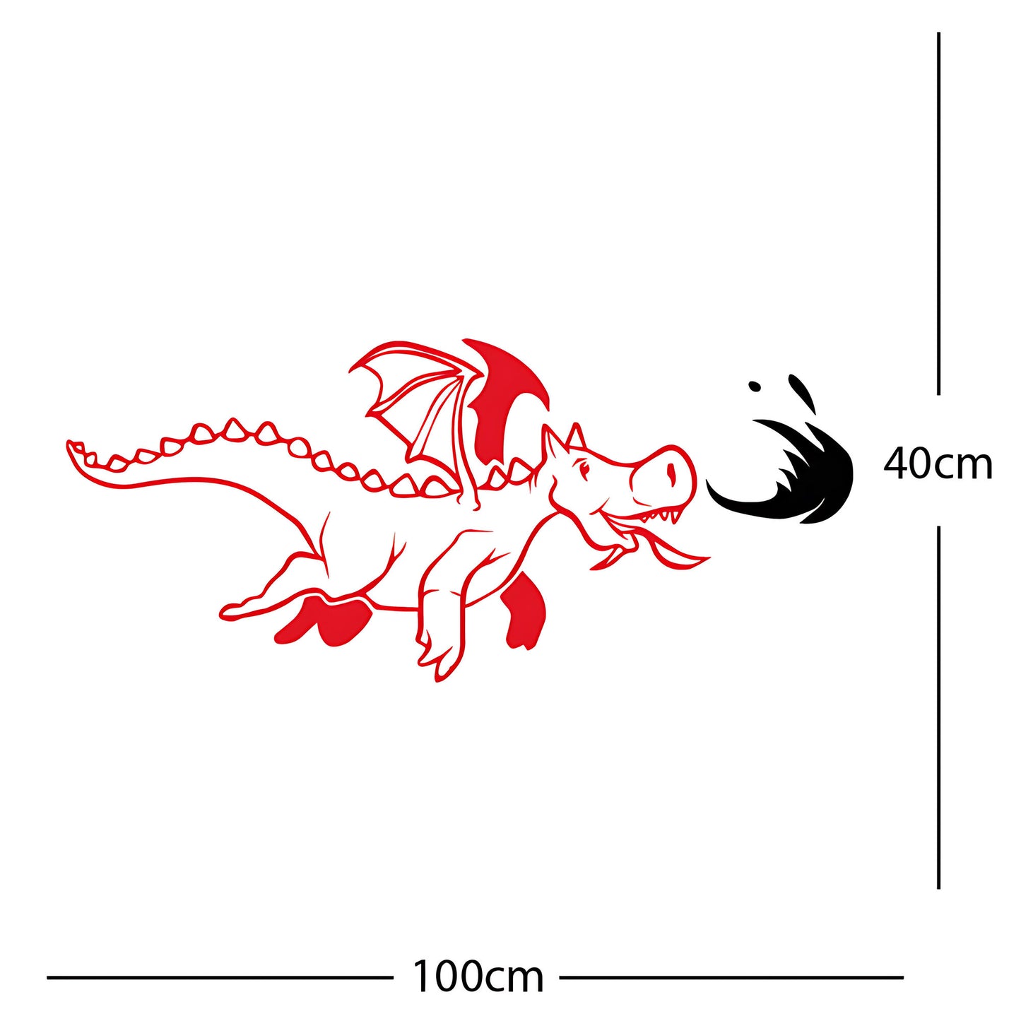 Dragon with Flames Wall Sticker – Fantasy Kids Bedroom Decal