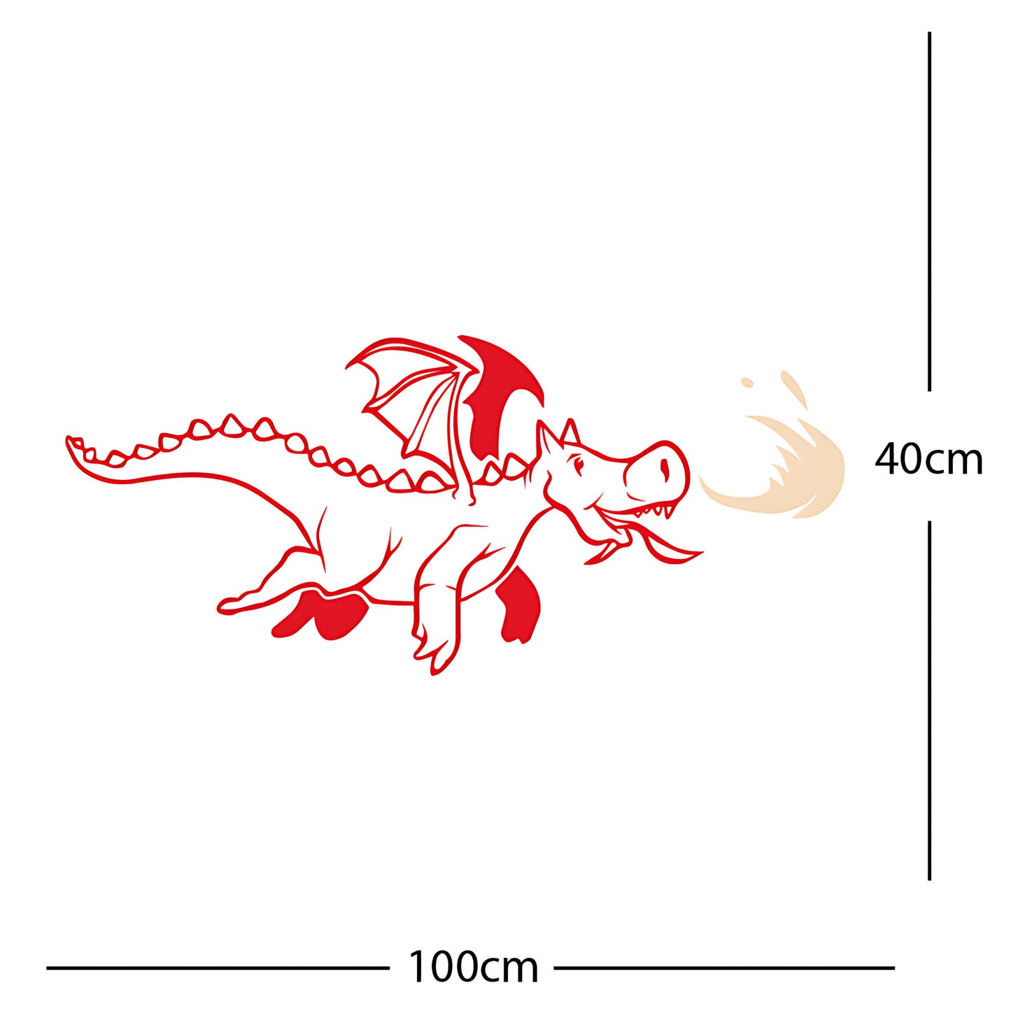 Dragon with Flames Wall Sticker – Fantasy Kids Bedroom Decal