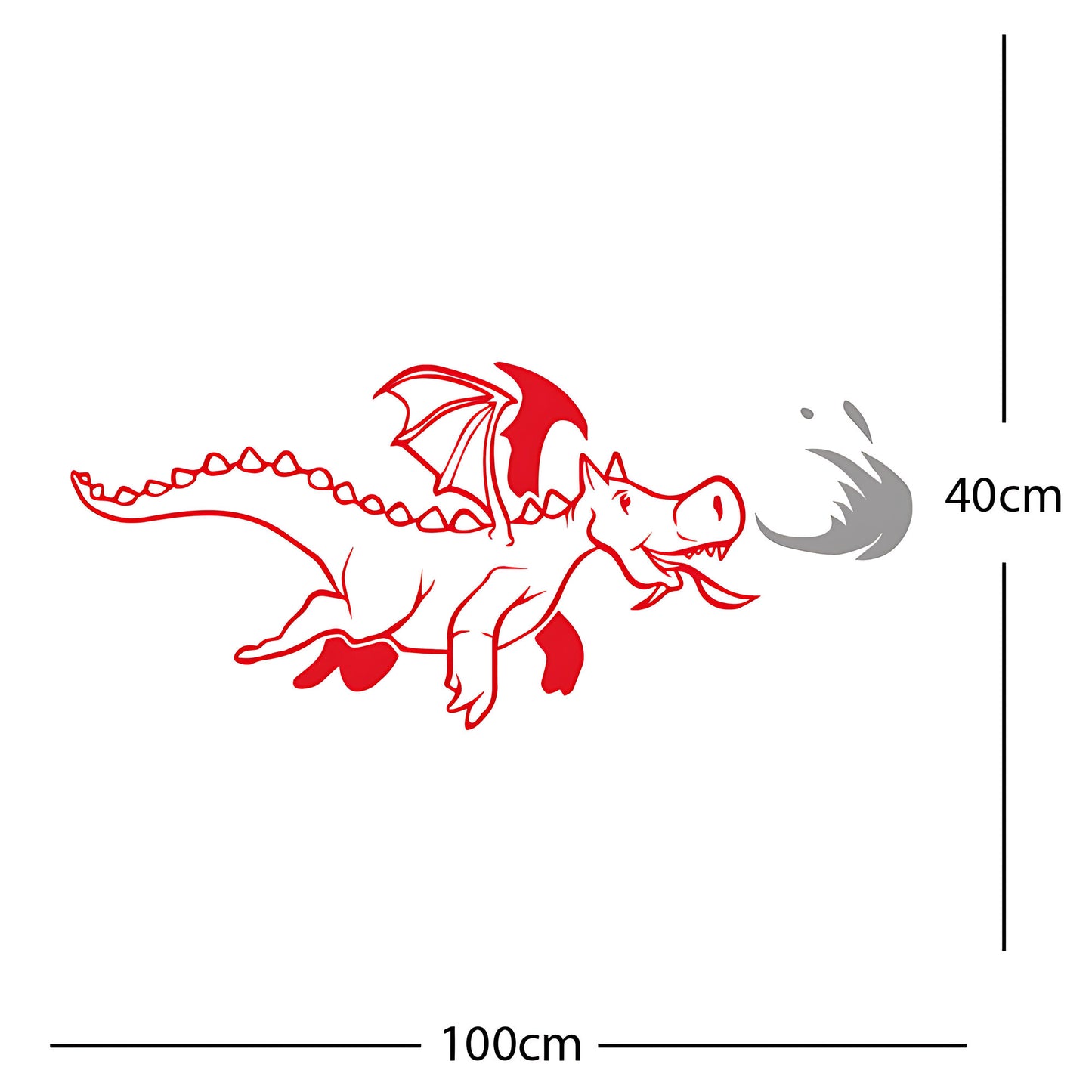 Dragon with Flames Wall Sticker – Fantasy Kids Bedroom Decal