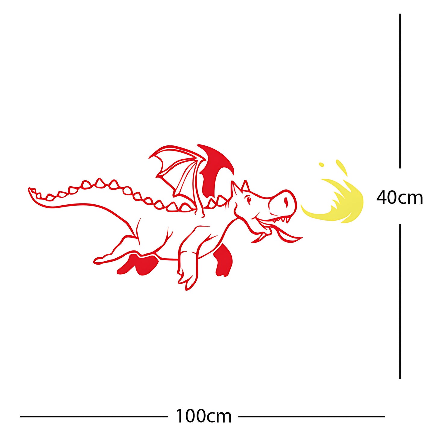 Dragon with Flames Wall Sticker – Fantasy Kids Bedroom Decal