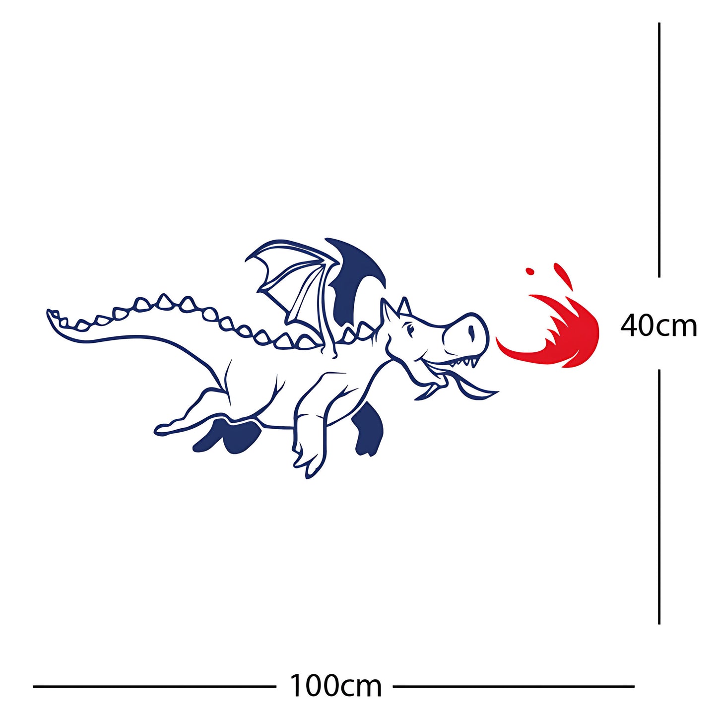 Dragon with Flames Wall Sticker – Fantasy Kids Bedroom Decal