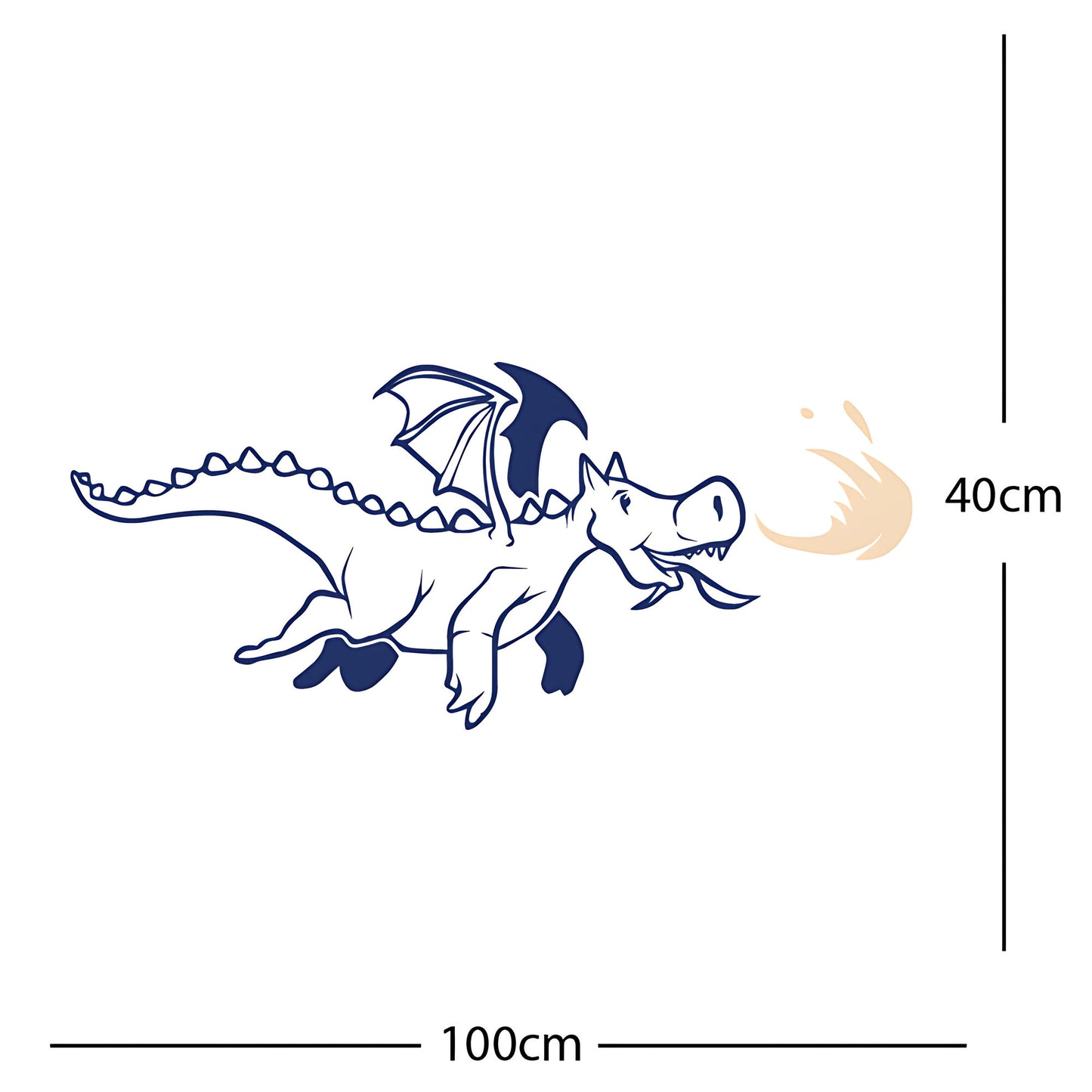 Dragon with Flames Wall Sticker – Fantasy Kids Bedroom Decal