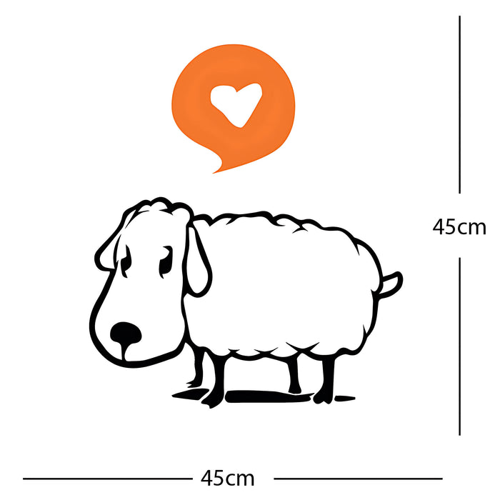 Sheep Wall Sticker – Cute Cartoon Farm Animal with Heart Speech Bubble Decal
