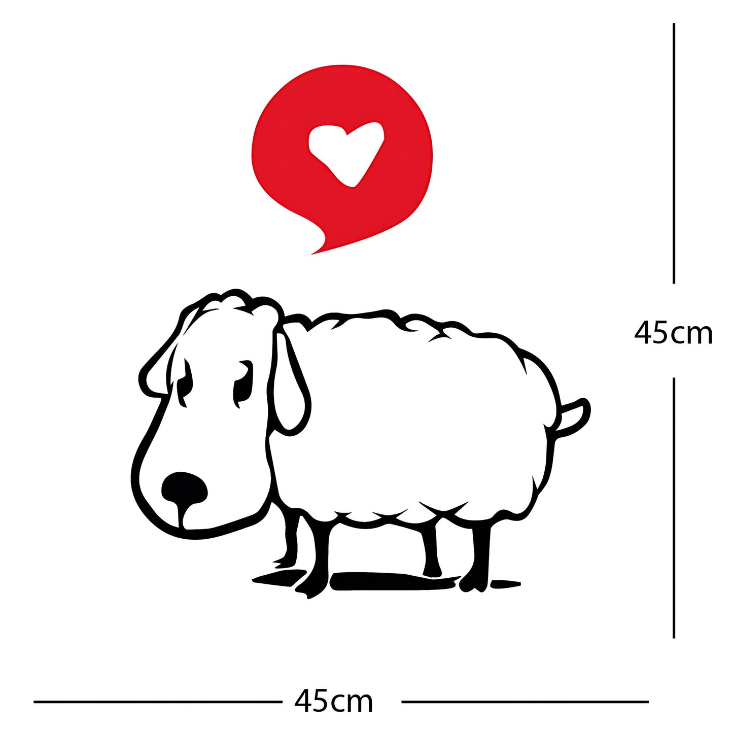 Sheep Wall Sticker – Cute Cartoon Farm Animal with Heart Speech Bubble Decal