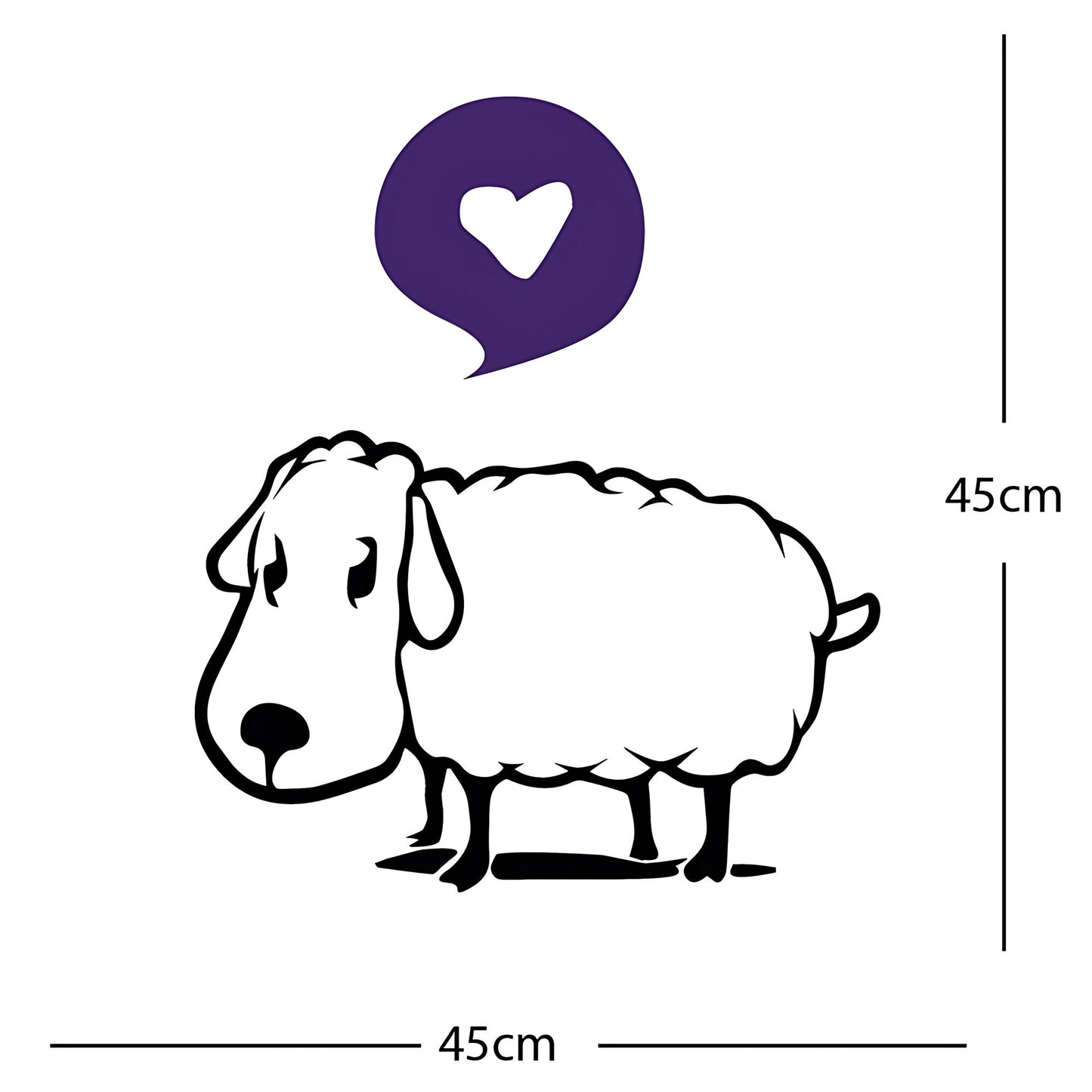 Sheep Wall Sticker – Cute Cartoon Farm Animal with Heart Speech Bubble Decal
