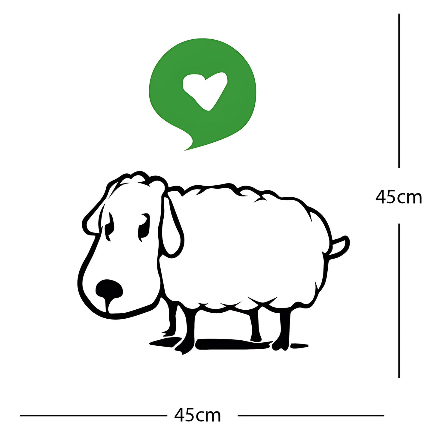 Sheep Wall Sticker – Cute Cartoon Farm Animal with Heart Speech Bubble Decal