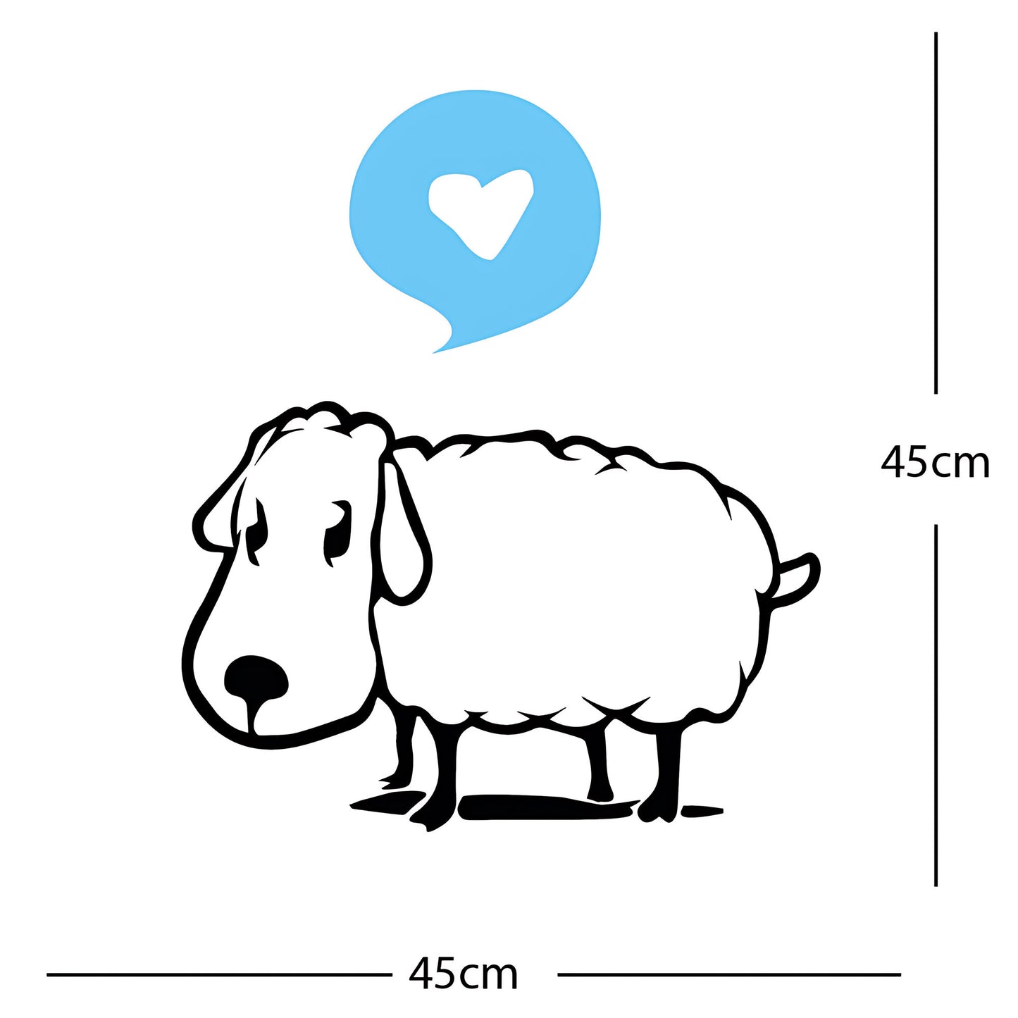 Sheep Wall Sticker – Cute Cartoon Farm Animal with Heart Speech Bubble Decal