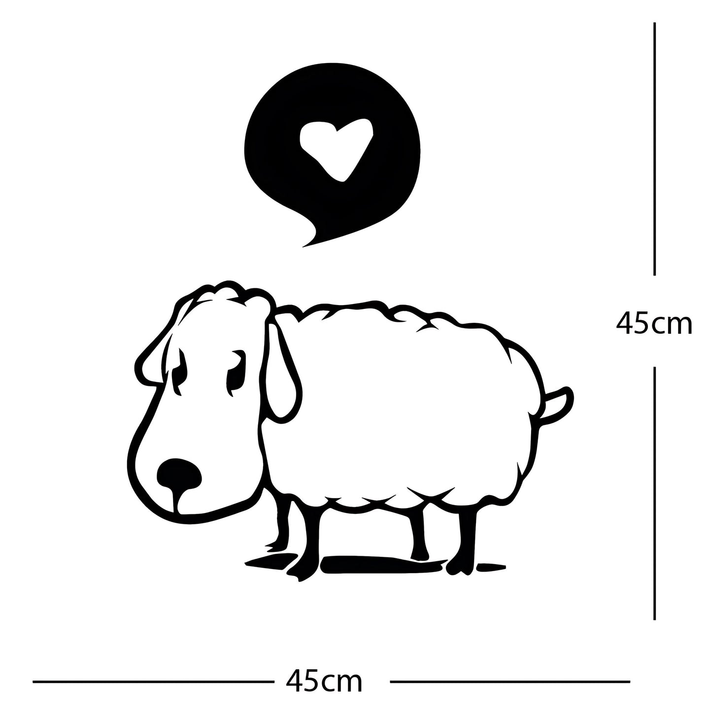 Sheep Wall Sticker – Cute Cartoon Farm Animal with Heart Speech Bubble Decal