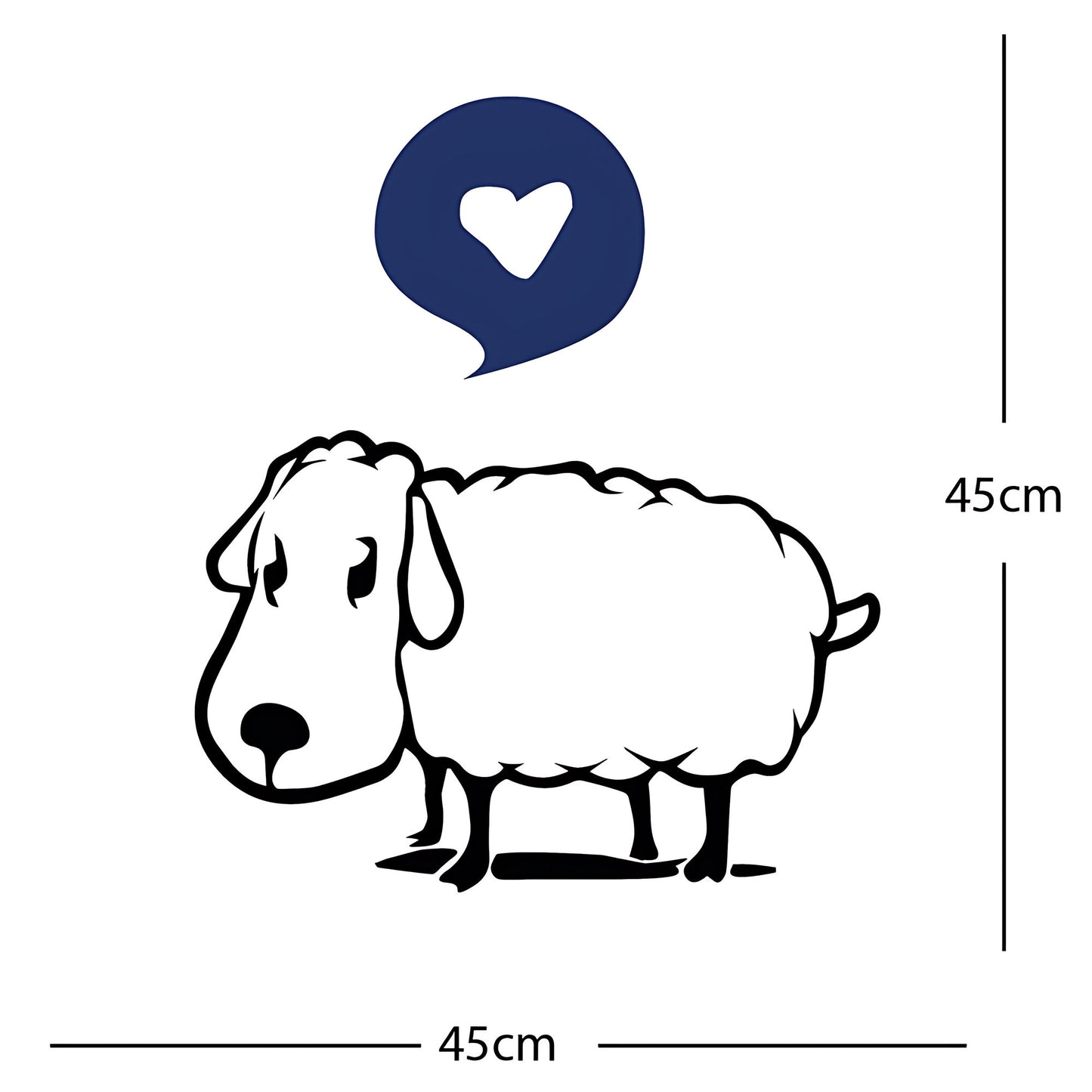 Sheep Wall Sticker – Cute Cartoon Farm Animal with Heart Speech Bubble Decal