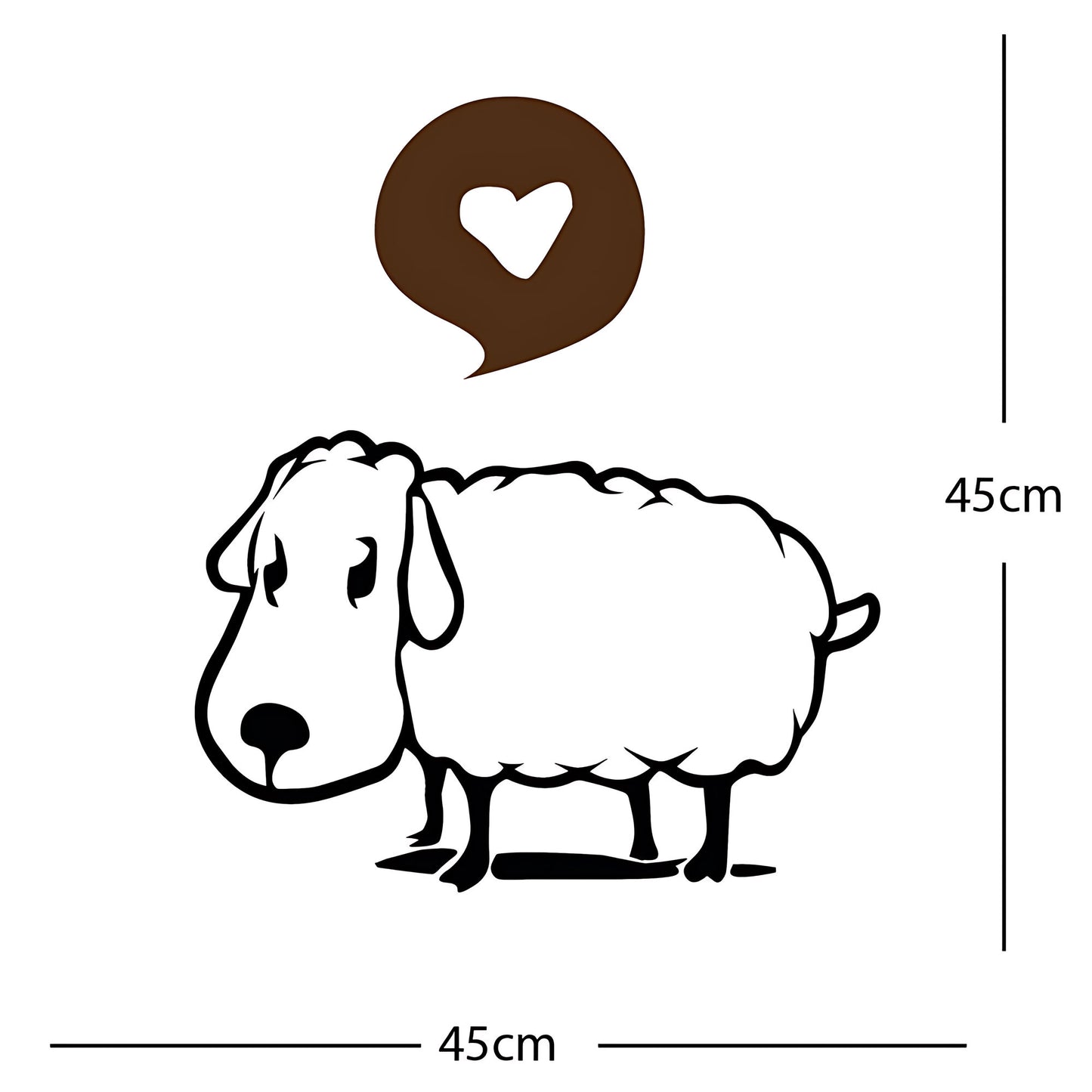 Sheep Wall Sticker – Cute Cartoon Farm Animal with Heart Speech Bubble Decal