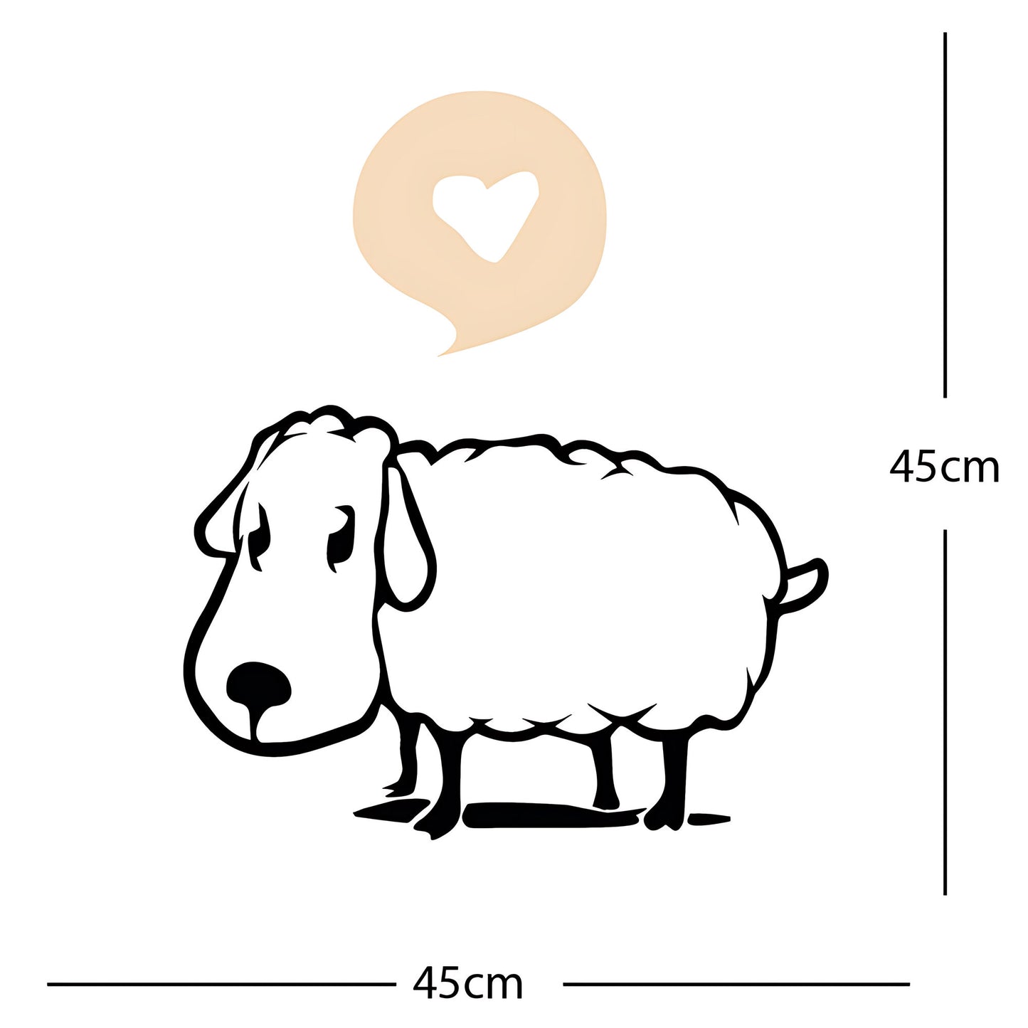 Sheep Wall Sticker – Cute Cartoon Farm Animal with Heart Speech Bubble Decal