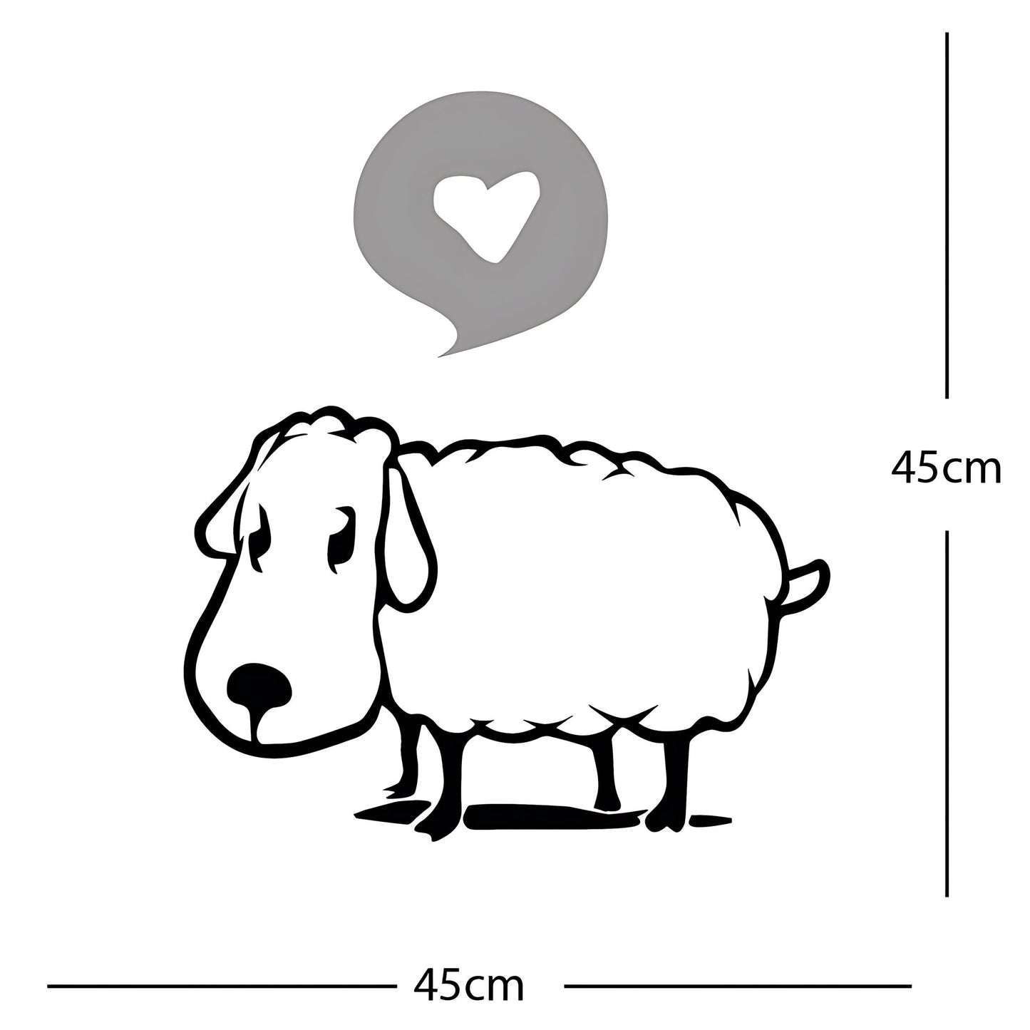 Sheep Wall Sticker – Cute Cartoon Farm Animal with Heart Speech Bubble Decal