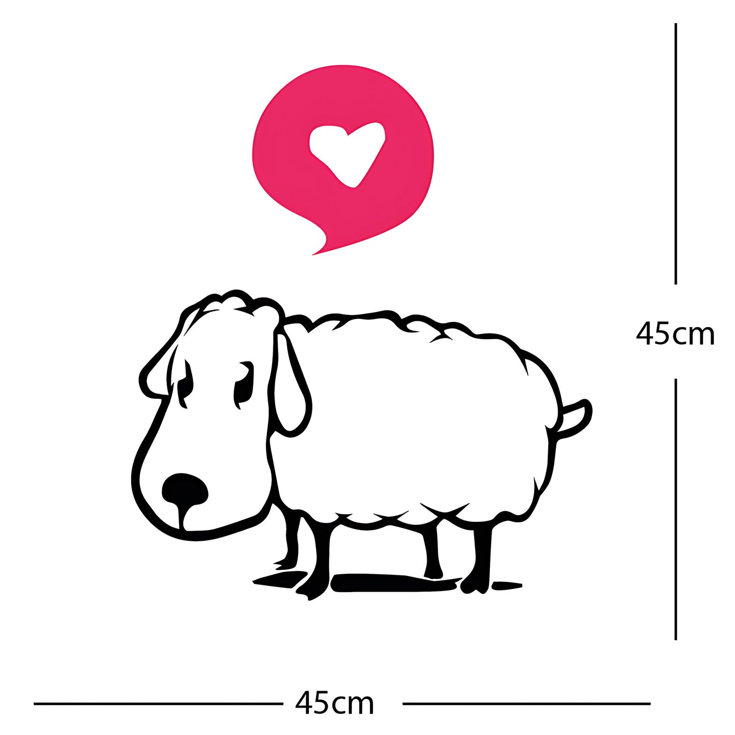 Sheep Wall Sticker – Cute Cartoon Farm Animal with Heart Speech Bubble Decal