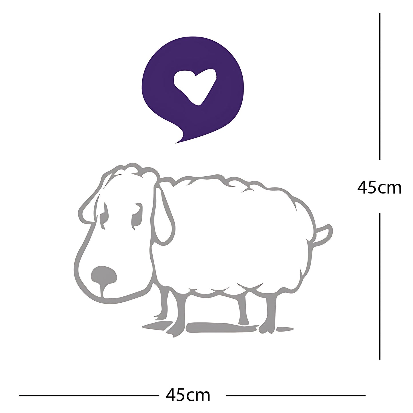 Sheep Wall Sticker – Cute Cartoon Farm Animal with Heart Speech Bubble Decal