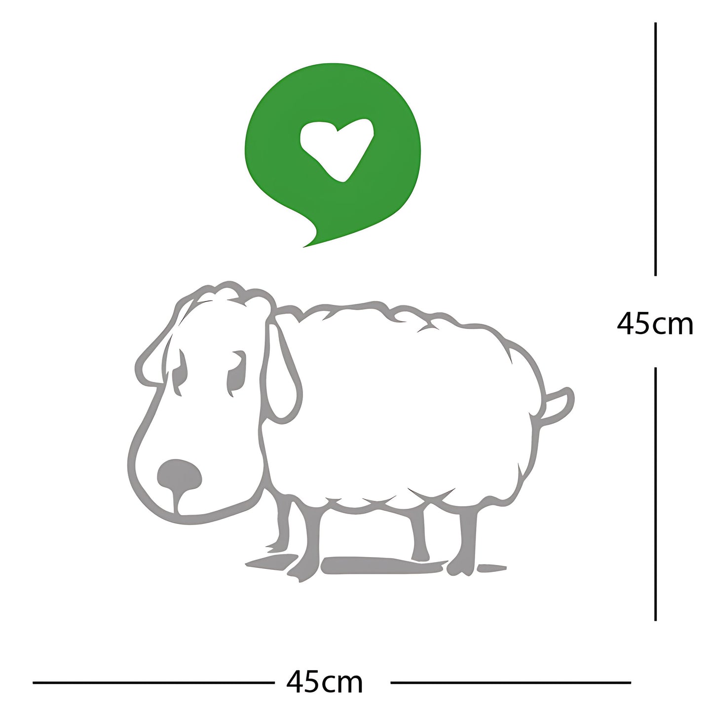 Sheep Wall Sticker – Cute Cartoon Farm Animal with Heart Speech Bubble Decal