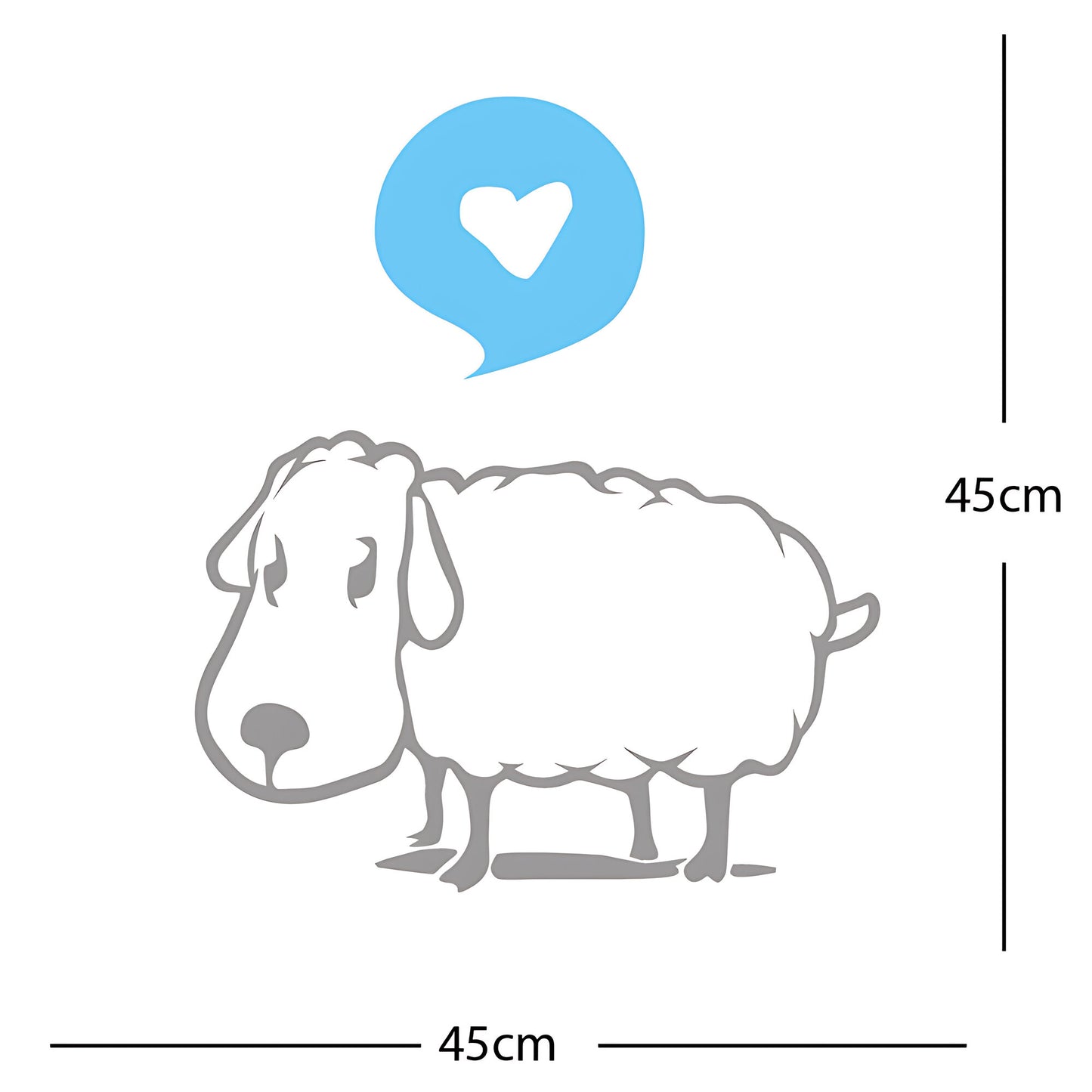 Sheep Wall Sticker – Cute Cartoon Farm Animal with Heart Speech Bubble Decal