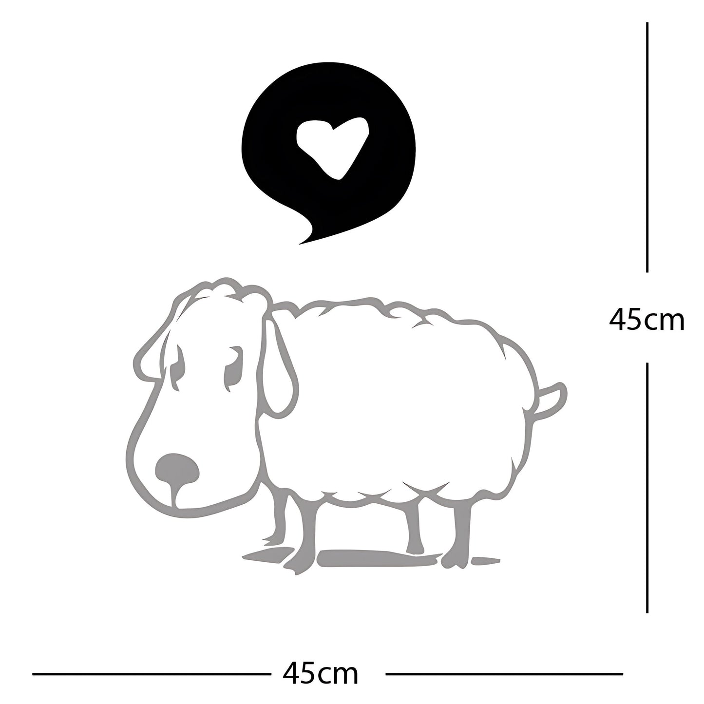 Sheep Wall Sticker – Cute Cartoon Farm Animal with Heart Speech Bubble Decal