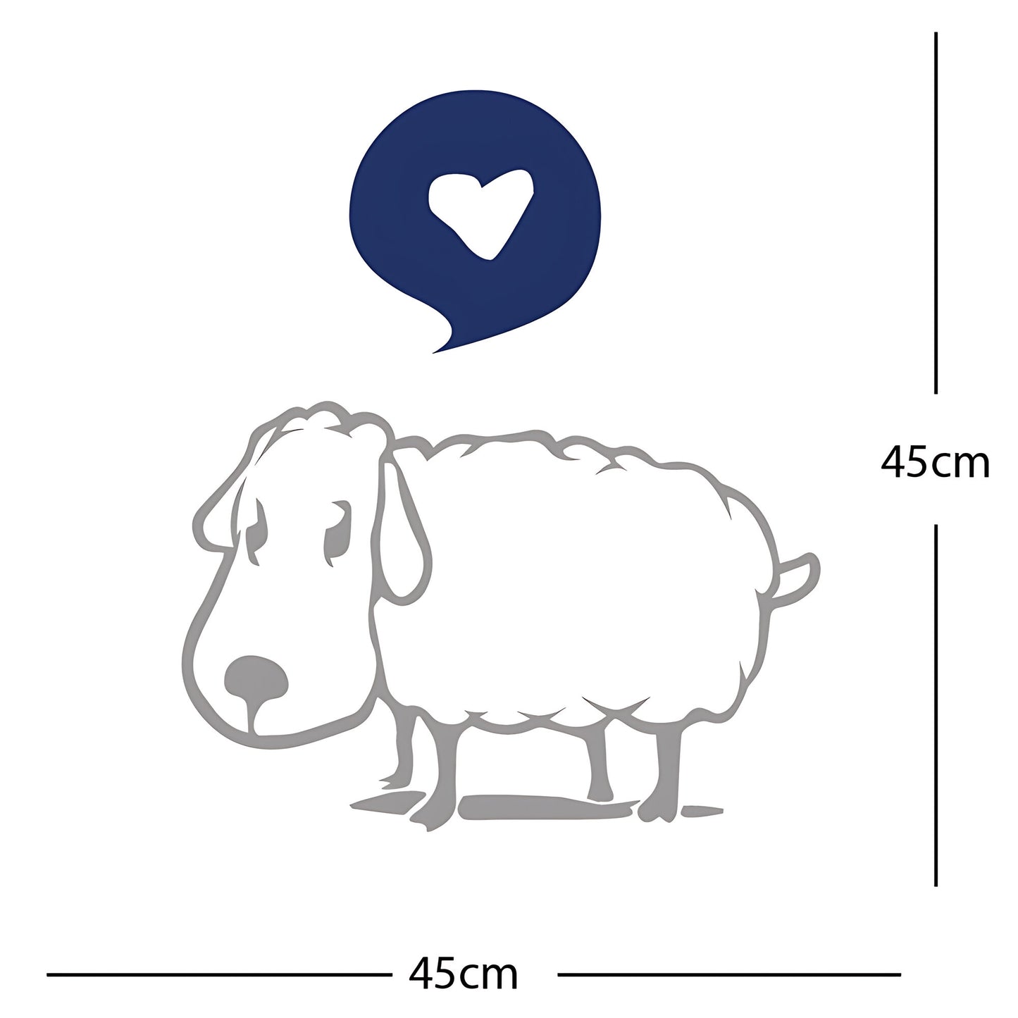 Sheep Wall Sticker – Cute Cartoon Farm Animal with Heart Speech Bubble Decal