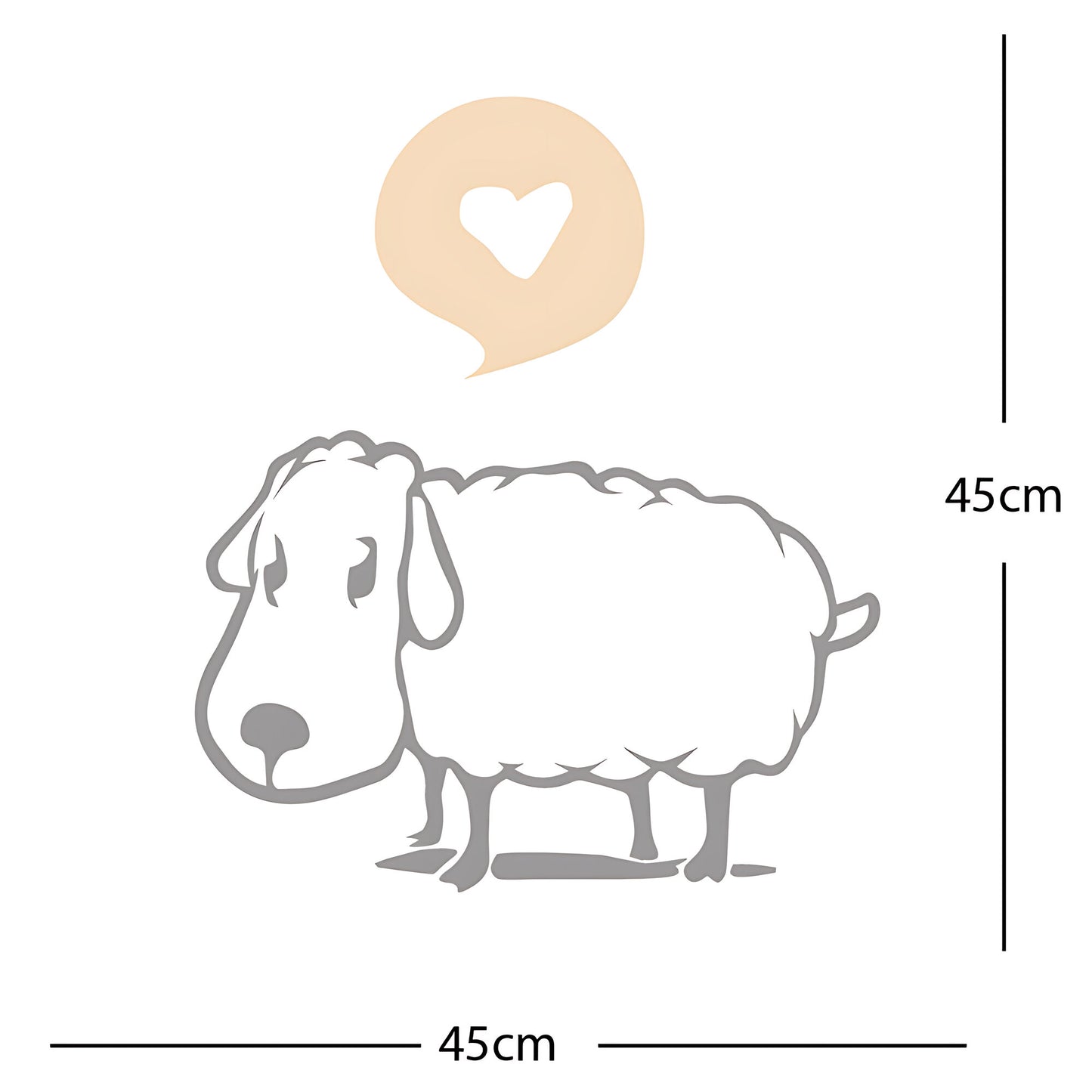 Sheep Wall Sticker – Cute Cartoon Farm Animal with Heart Speech Bubble Decal