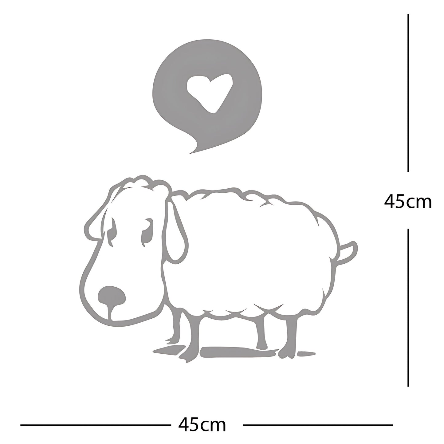 Sheep Wall Sticker – Cute Cartoon Farm Animal with Heart Speech Bubble Decal
