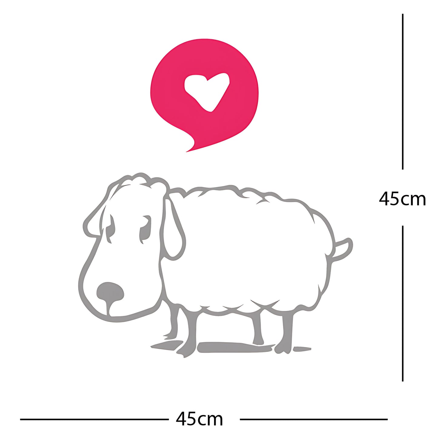 Sheep Wall Sticker – Cute Cartoon Farm Animal with Heart Speech Bubble Decal