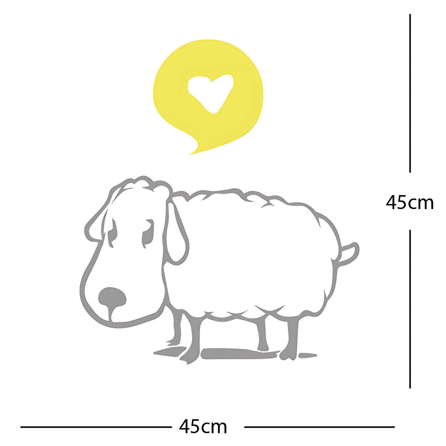 Sheep Wall Sticker – Cute Cartoon Farm Animal with Heart Speech Bubble Decal