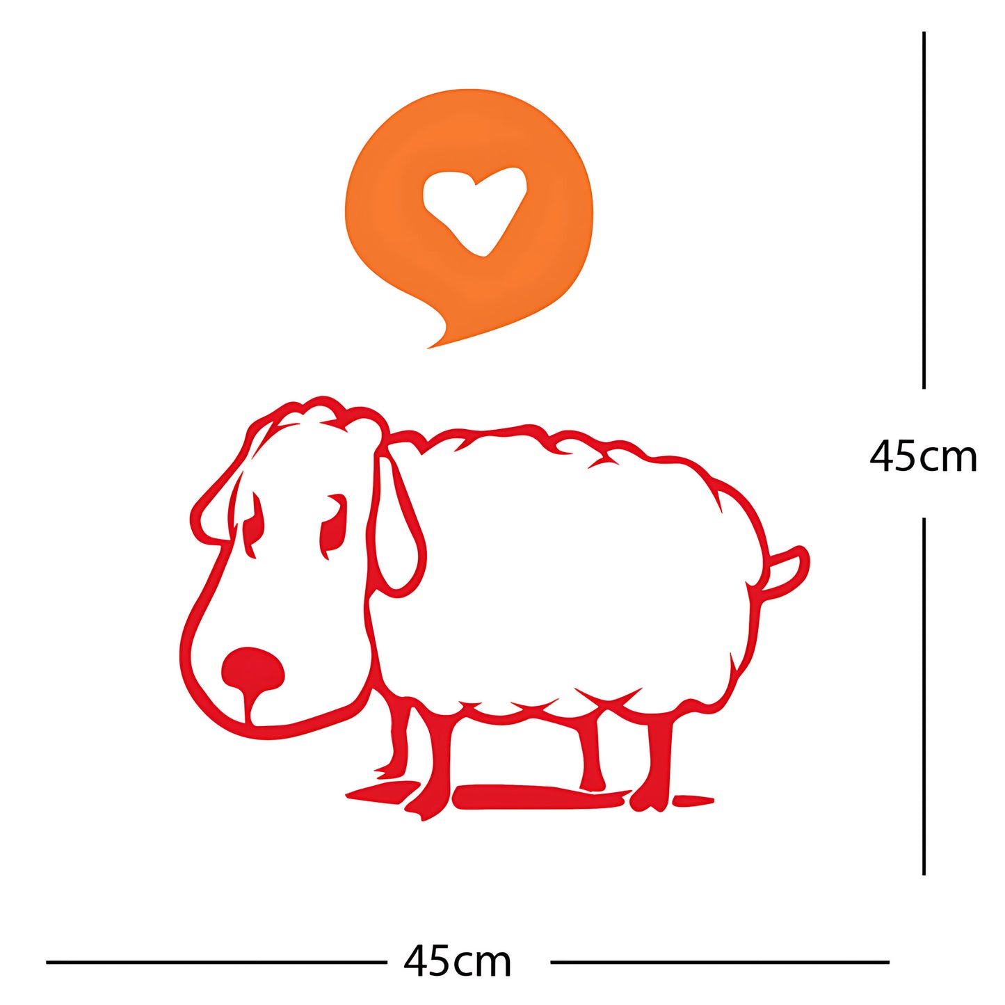 Sheep Wall Sticker – Cute Cartoon Farm Animal with Heart Speech Bubble Decal