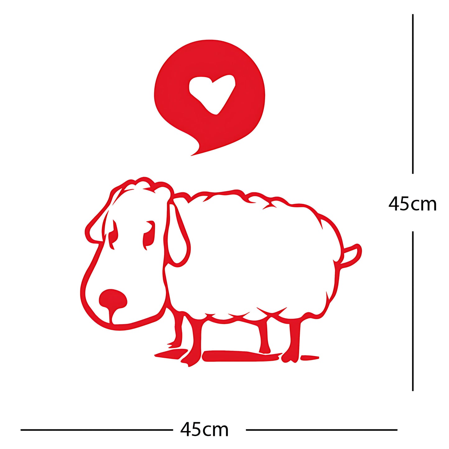 Sheep Wall Sticker – Cute Cartoon Farm Animal with Heart Speech Bubble Decal