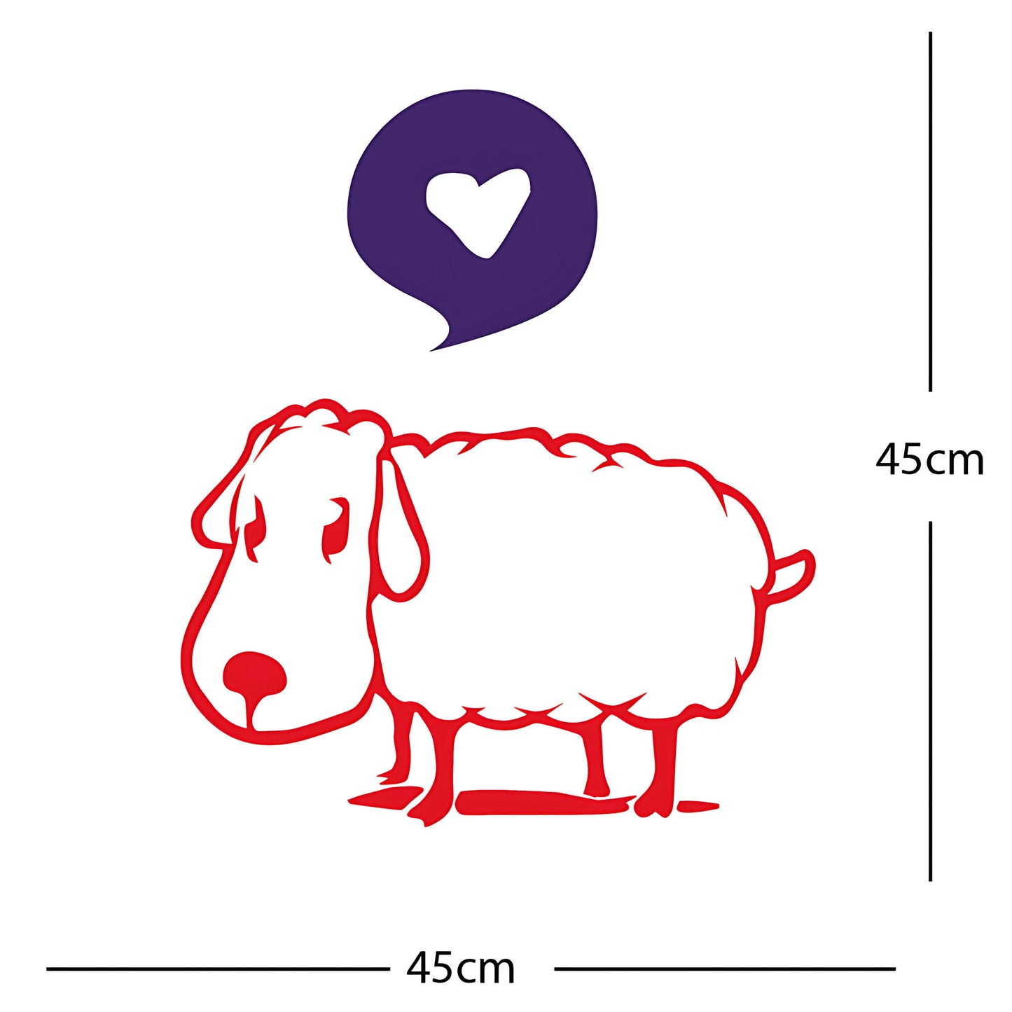 Sheep Wall Sticker – Cute Cartoon Farm Animal with Heart Speech Bubble Decal